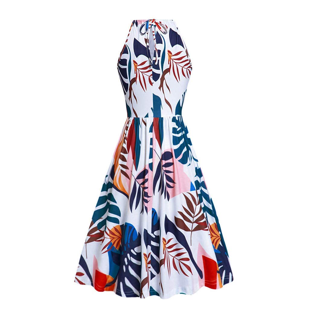 Women's Summer Ball Gown Dress - Sleeveless Halter Sundress for Party & Beach