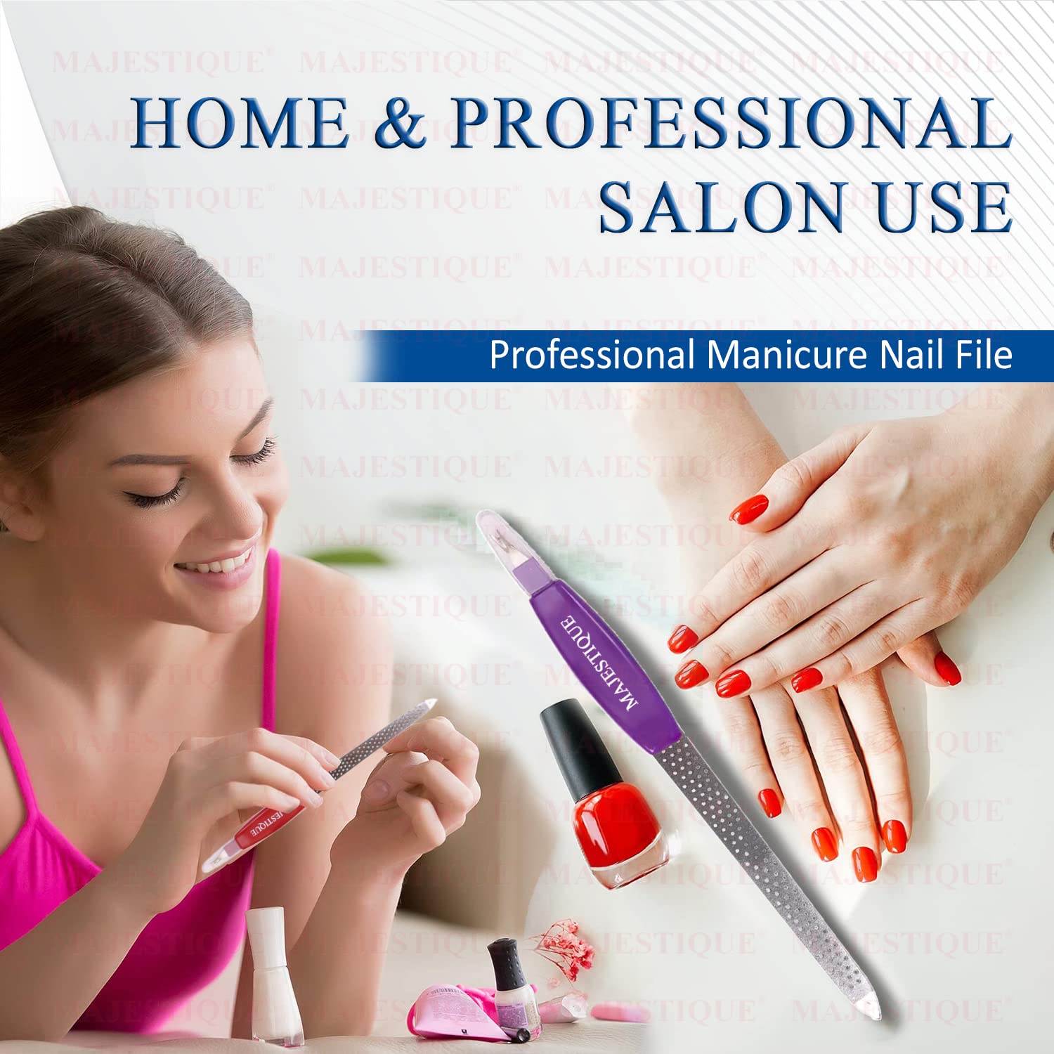 Majestique 2 in 1 Stainless Steel Nail File - Double Sided Nail Filer with Anti-Slip Handle for Smooth Nail Shaping, Cuticle Care & Dead Skin Removal | Perfect Manicure Pedicure Tool for Women, Men & Teens | Great Gift Idea for Nail Lovers - Yellow