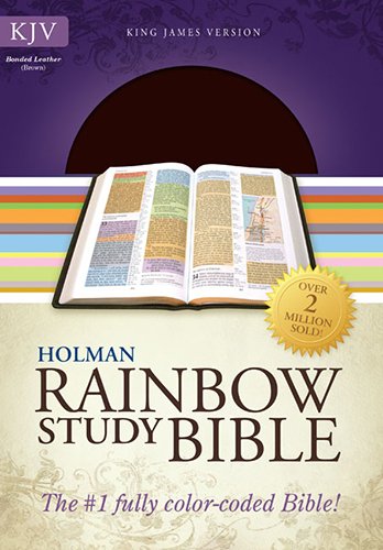 KJV Rainbow Study Bible - Brown Bonded Leather | Color-Coded Bible for Easy Scripture Study | Perfect for Church, Bible Study Groups & Personal Devotion