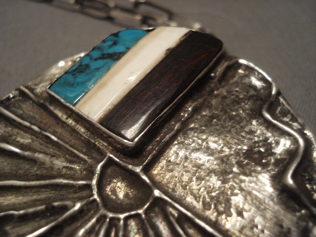 Authentic Vintage Hopi Navajo Tufa Cast Silver Necklace - Handmade Native American Jewelry with Intricate Silverwork - Perfect for Boho Fashion, Cultural Events & Gift Giving