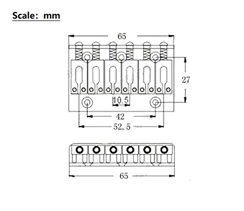 65mm Chrome Hardtail Bridge with 6-Saddles for Small Non-Tremolo Electric Guitar - Perfect for Rock, Blues & Studio Recording
