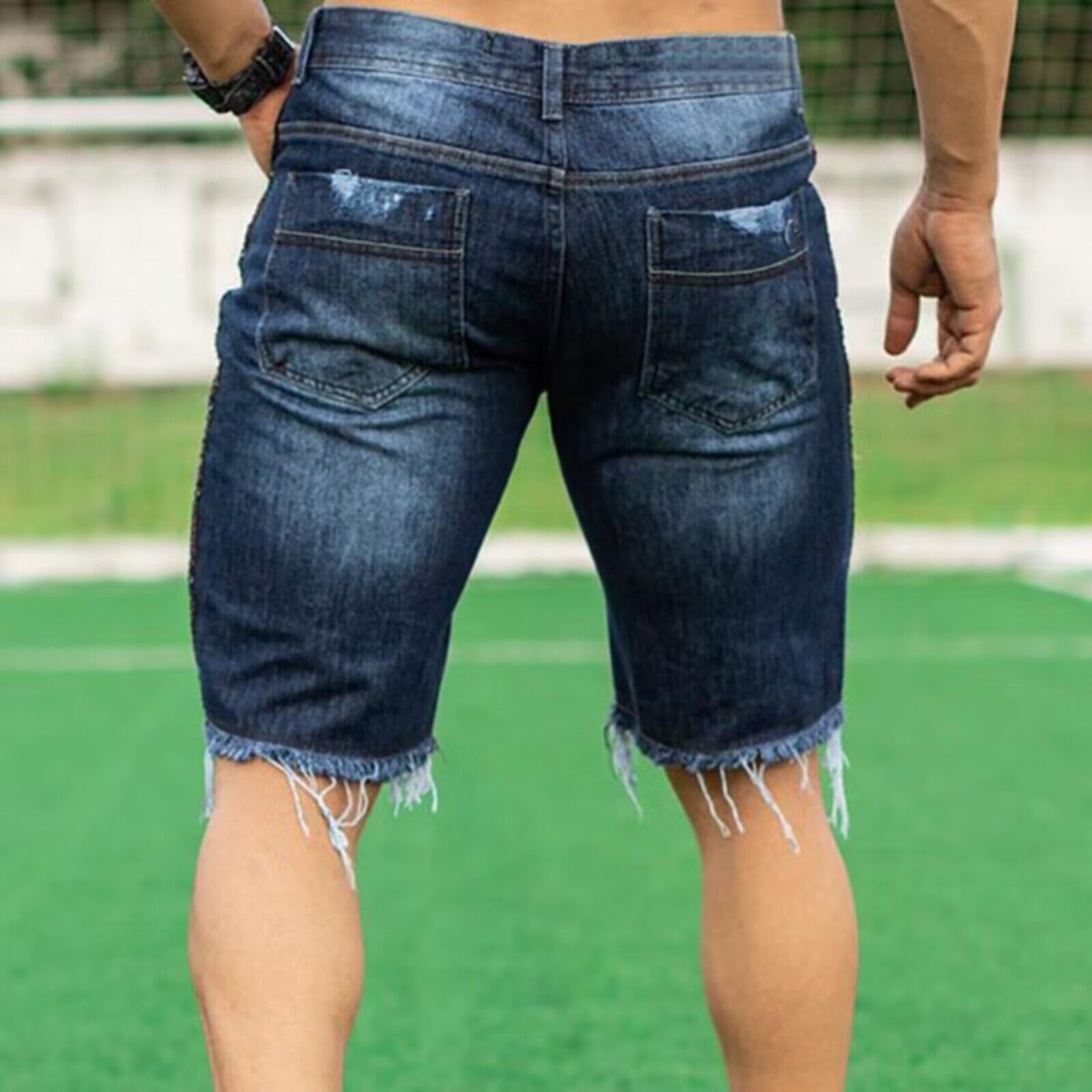 Kinghua Men's Ripped Distressed Skinny Slim Fit Denim Shorts - Trendy Casual Summer Wear for Street Style & Outdoor Activities