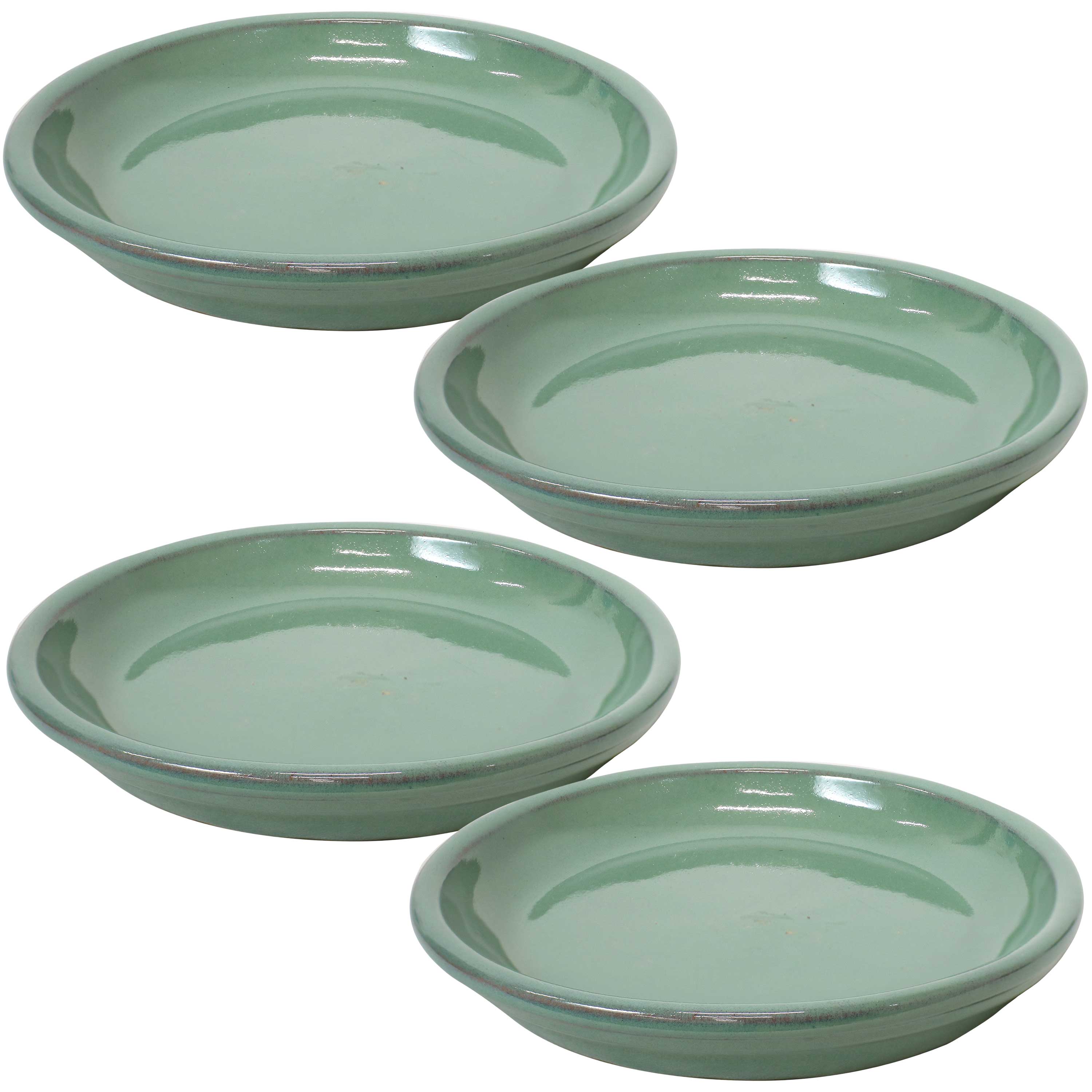 Sunnydaze 4-Pack Glazed Ceramic Plant Saucers for Indoor & Outdoor Potted Plants – Perfect for Home, Garden, and Patio Decor
