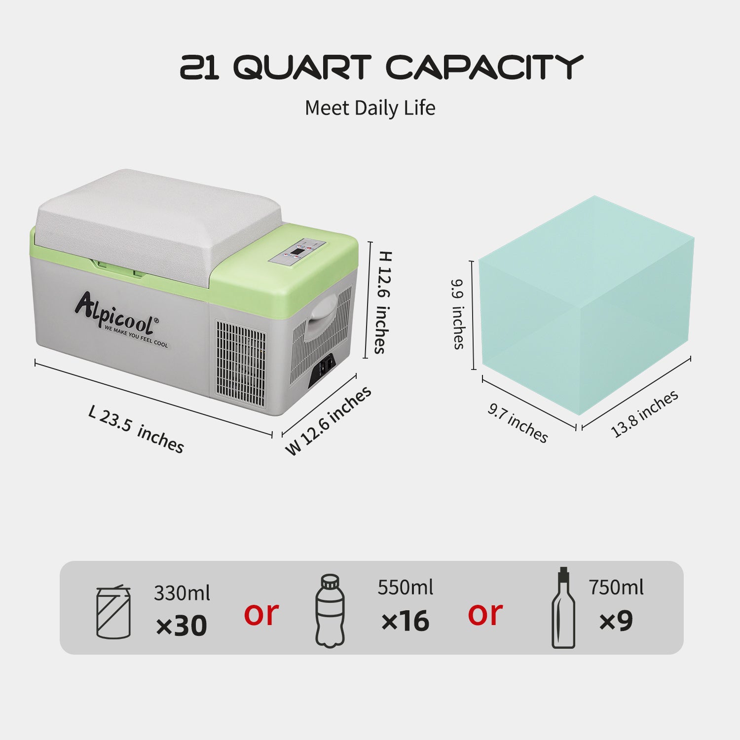 Alpicool Y20T 12V/24V Portable Car Refrigerator Freezer - 20 Quart Compact Mini Fridge for Road Trips, Camping & Tailgating