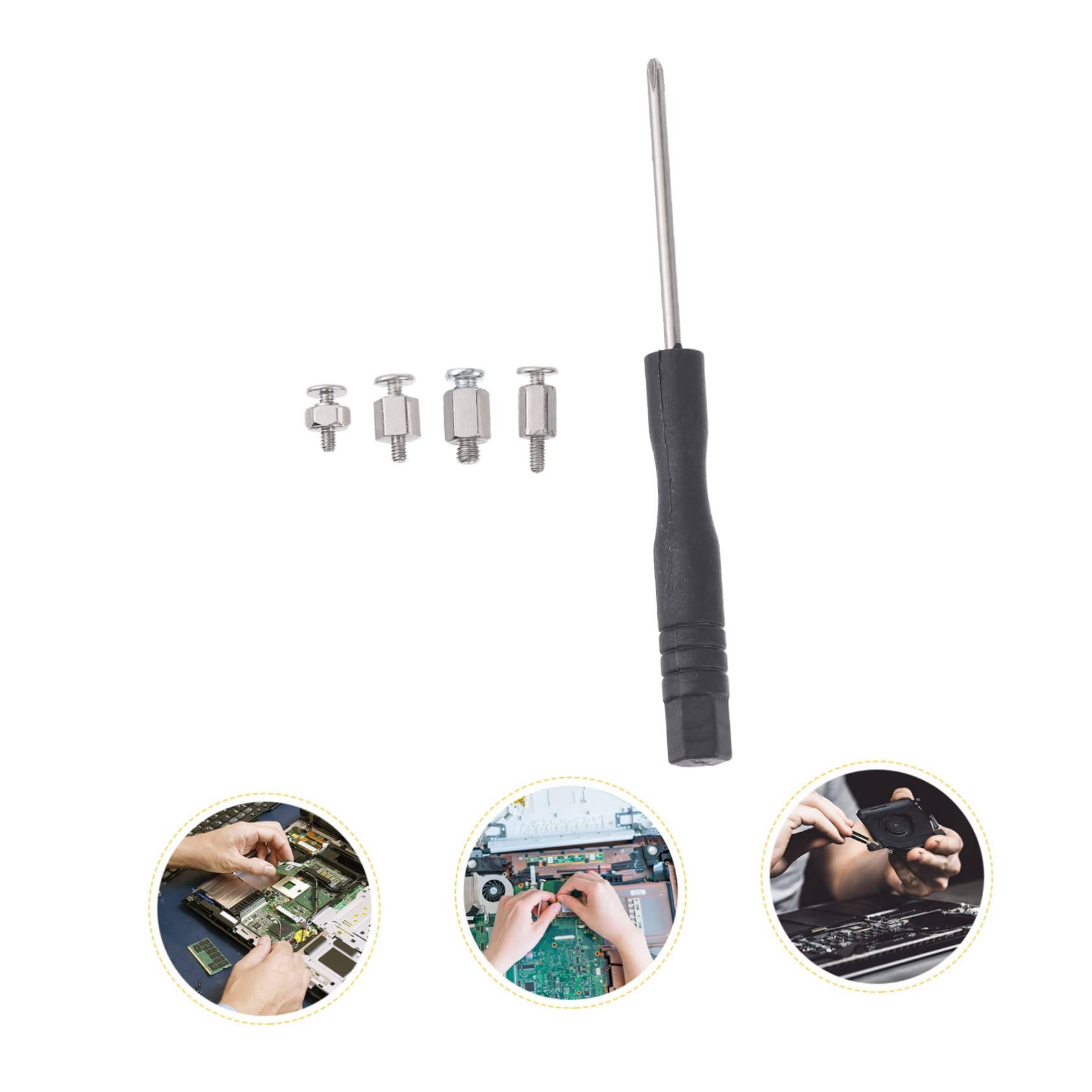 4 Sets Computer Screw Kit with 2 SSD Screws & 2 Notebook Screws, Stainless Steel Laptop Mounting Accessories for SSD, Motherboard, Pro Cupboard, and Computer Stand, Ideal for DIY PC Builds and Laptop Upgrades