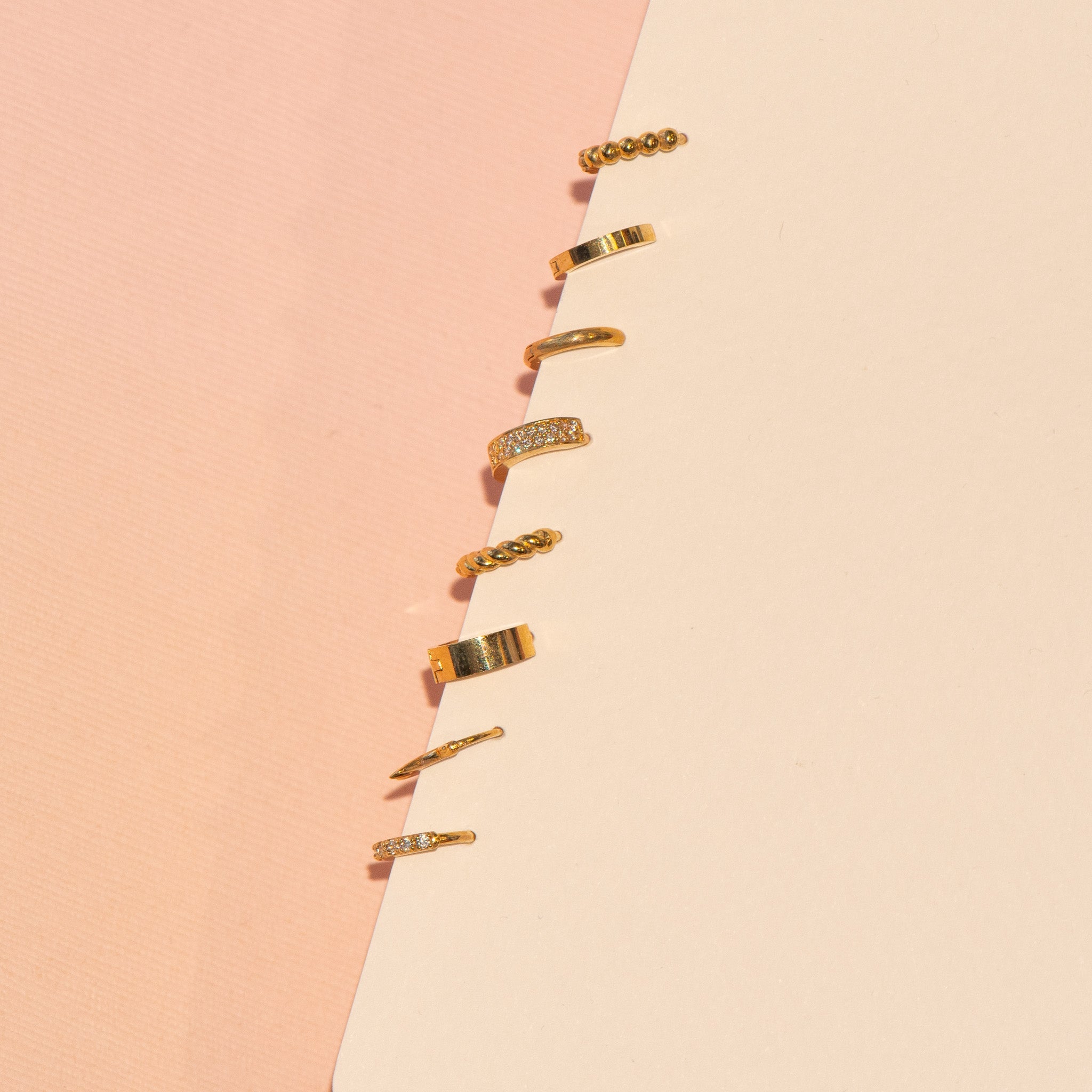 14K Yellow Gold Spiked Huggie Hoop Earrings for Women - Minimalist Punk Jewelry for Everyday Wear & Special Occasions