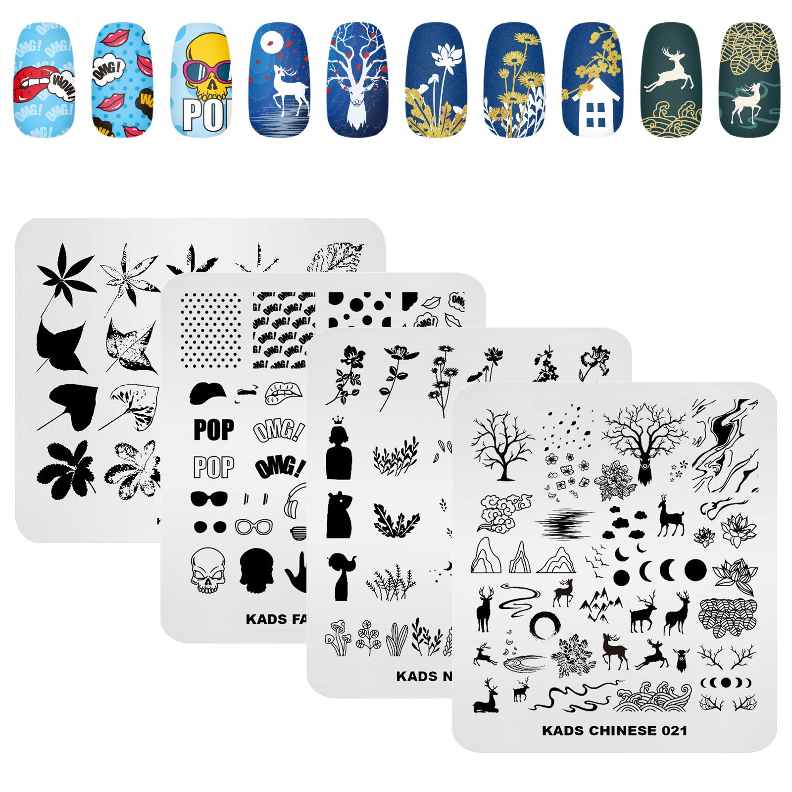 10Pcs Nail Stamp Plates Set - Floral, Animal & Chinese Style Nail Art Stamping Templates for DIY Manicure | Perfect for Home, Salon & Party Nail Designs