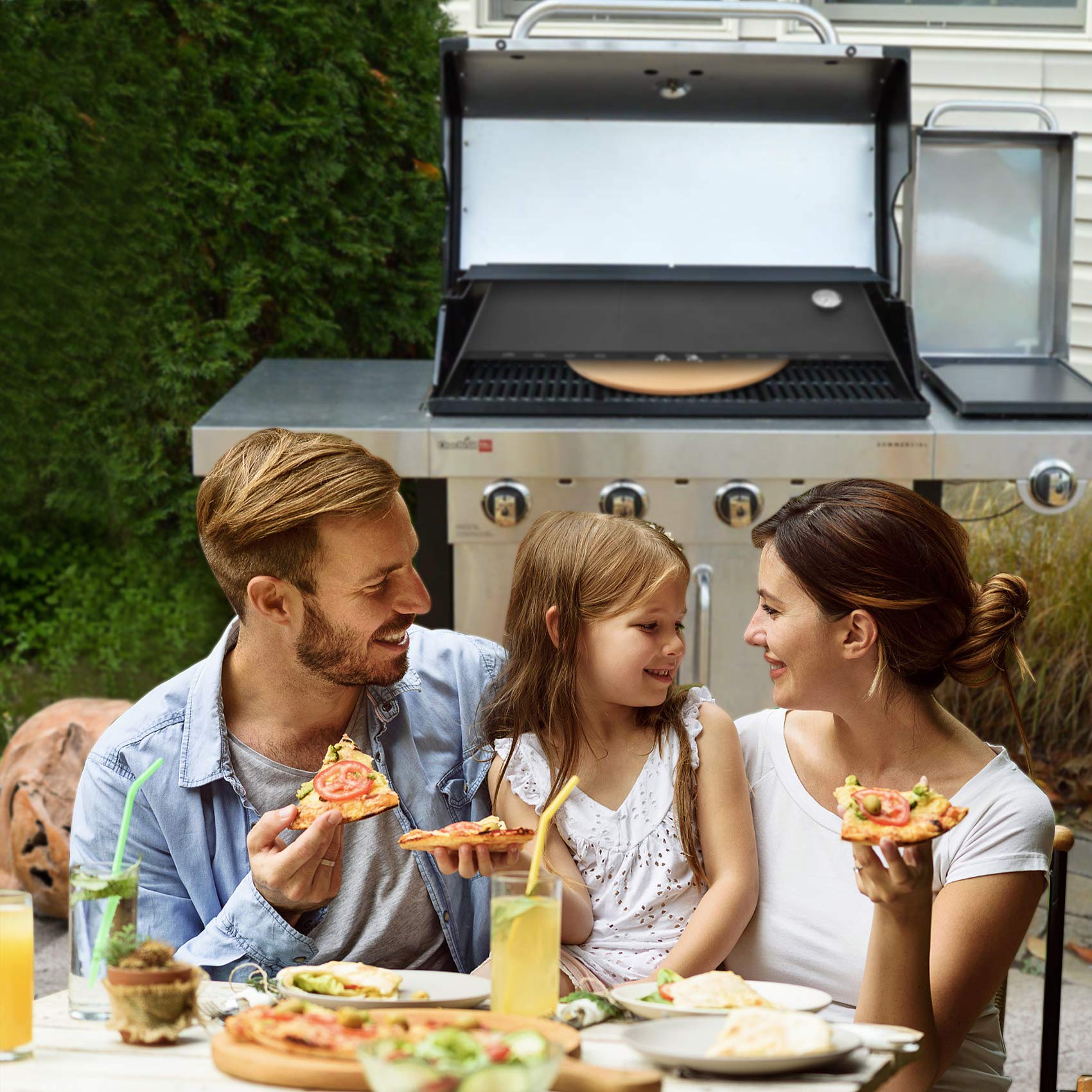 **Skyflame Universal Metal Pizza Oven Kit – Adjustable 20-30 Inch Width for Gas & Pellet Grills – Outdoor BBQ Grill Conversion Kit – Perfect for Backyard Parties, Camping & Home Cooking**
