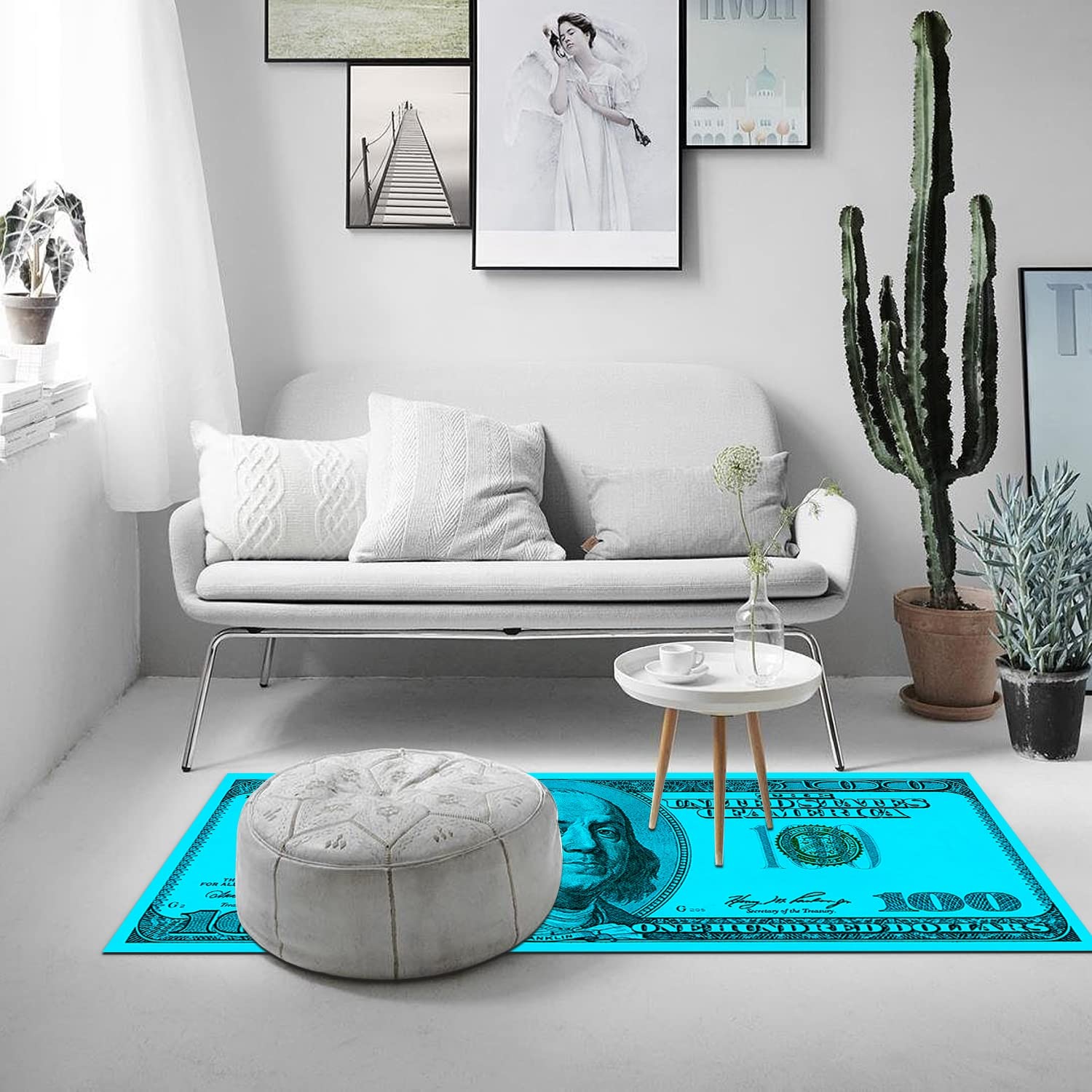 GUBIYU Blue Dollar Bill Runner Rug - 24