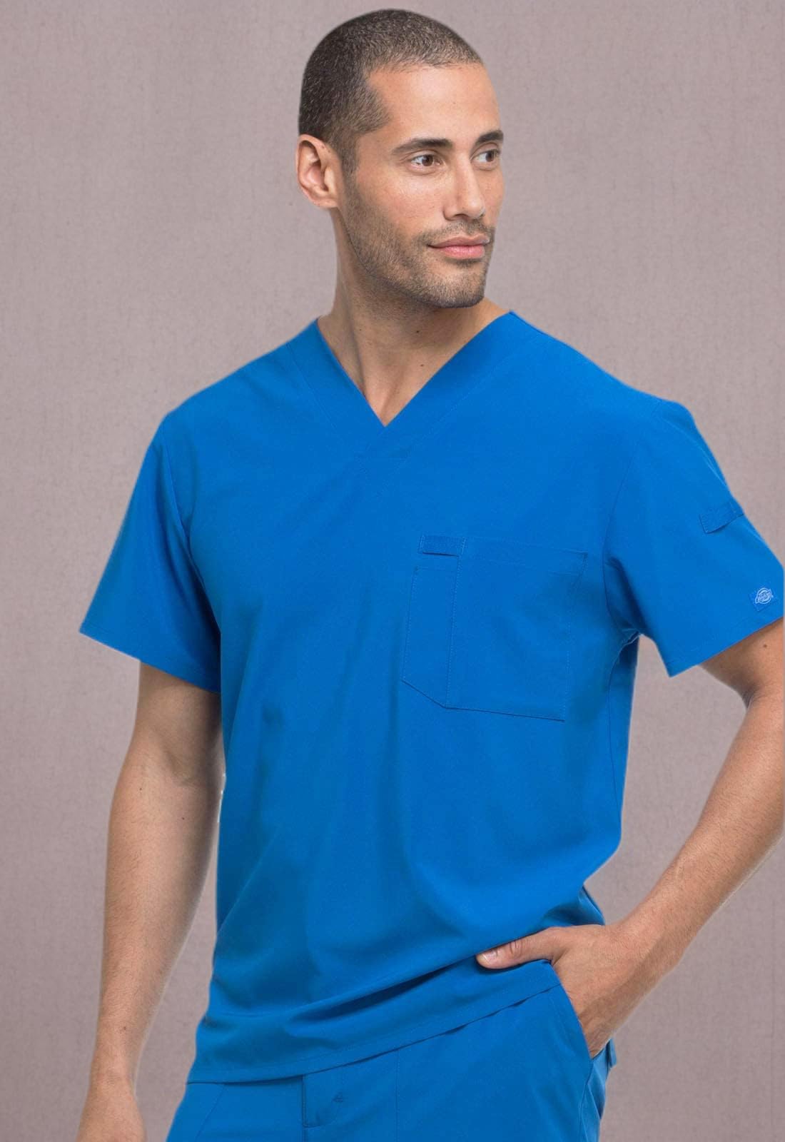 Dickies EDS Essentials Men's Scrubs Top - V-Neck Tuckable Work Shirt DK635 for Medical Professionals & Healthcare Workers