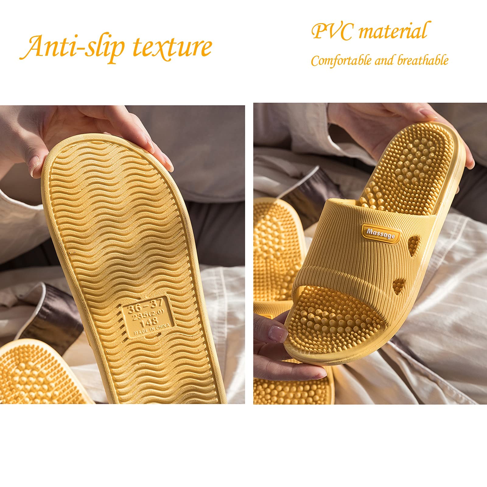 KAMWD Foot Massager Slippers - Acupressure & Reflexology Massage Sandals for Men & Women - Plantar Fasciitis Relief, Shower & House Shoes - Perfect for Relaxation After Work, Yoga, or Home Use