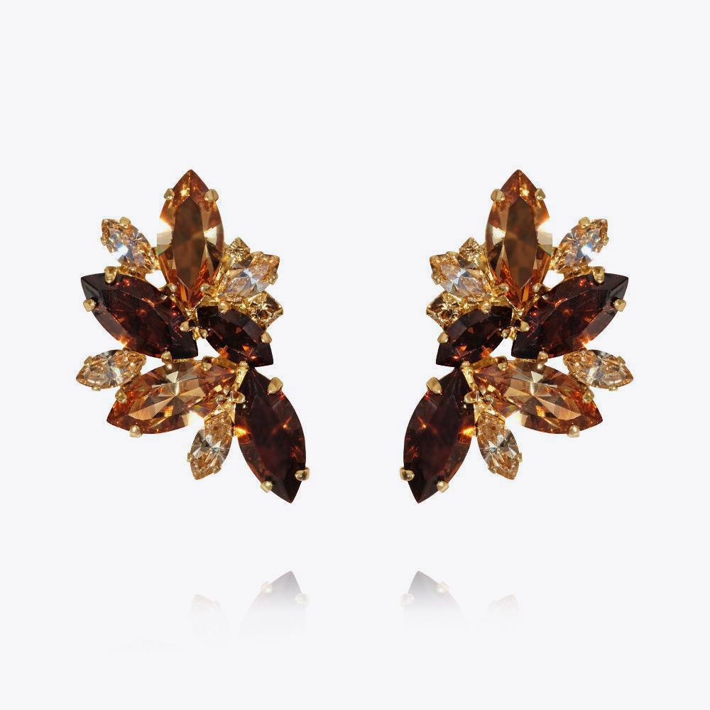 Elegant Iris Earcuffs with Smoked Topaz - Boho Chic Ear Cuffs for Women, Non-Piercing Clip-On Earrings - Perfect for Parties, Weddings & Everyday Wear