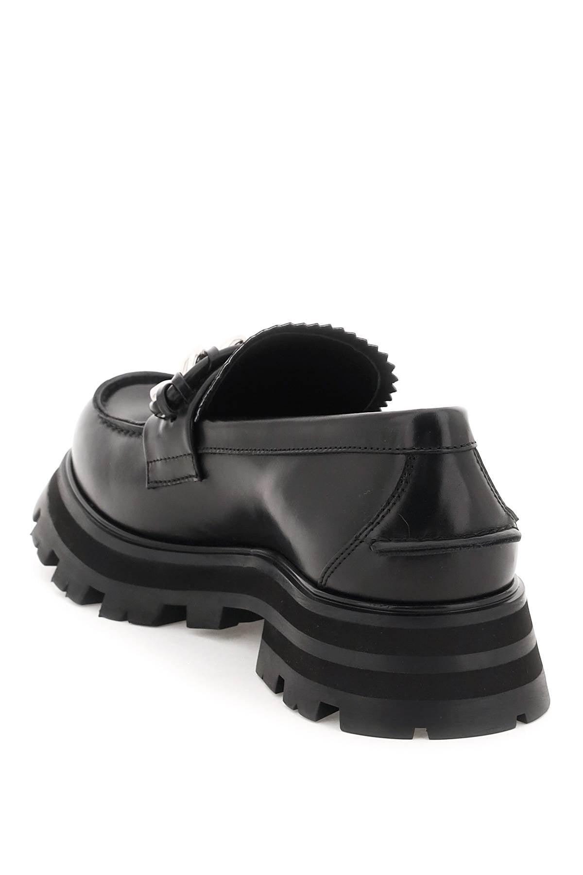Alexander McQueen Chain Penny Loafers - Classic Black Leather Slip-On Shoes for Men | Comfortable & Stylish Dress Loafers for Business, Office, and Formal Occasions