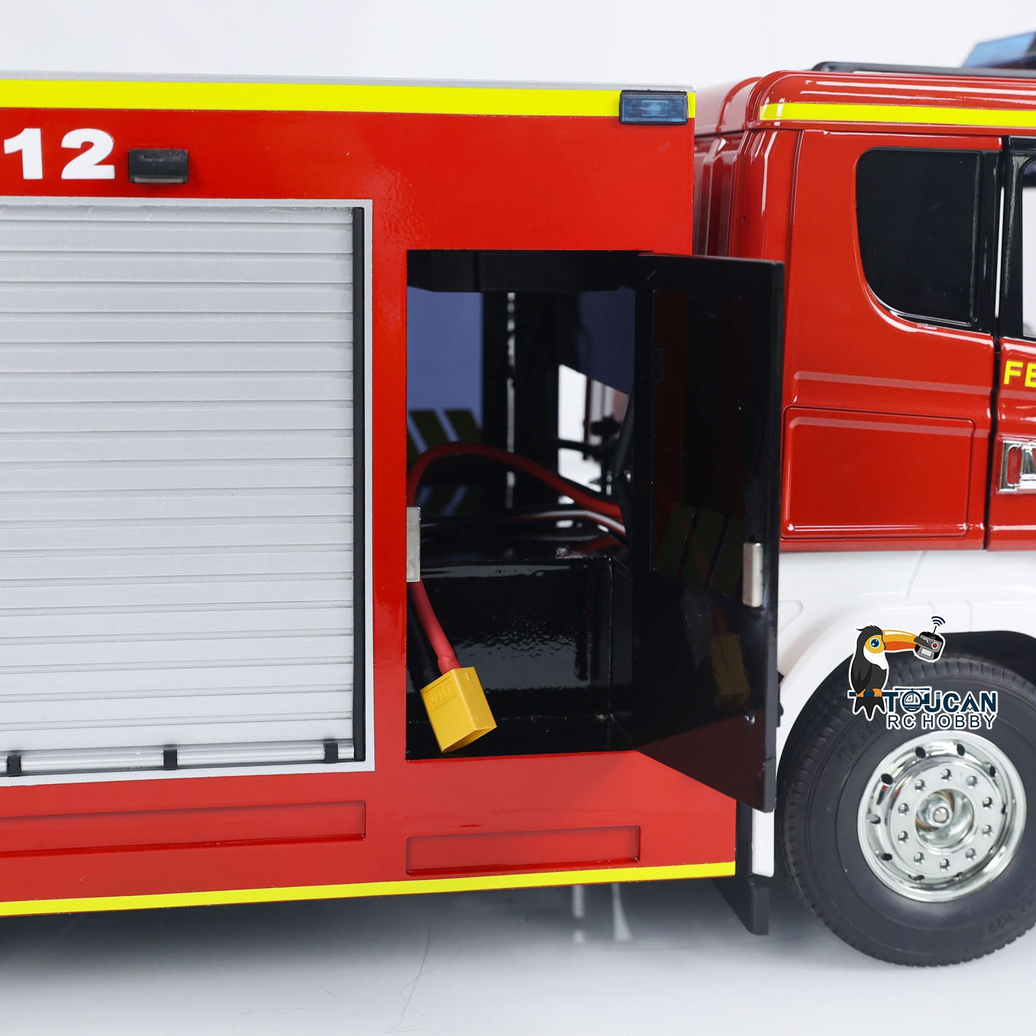 1/14 Scale 6x4 RC Fire Truck with Remote Control, Extinguisher, Sprinkler, RTR, Lights & Sounds, ESC, Servo Motor - Perfect for Hobbyists, Collectors, and Emergency Simulation Play