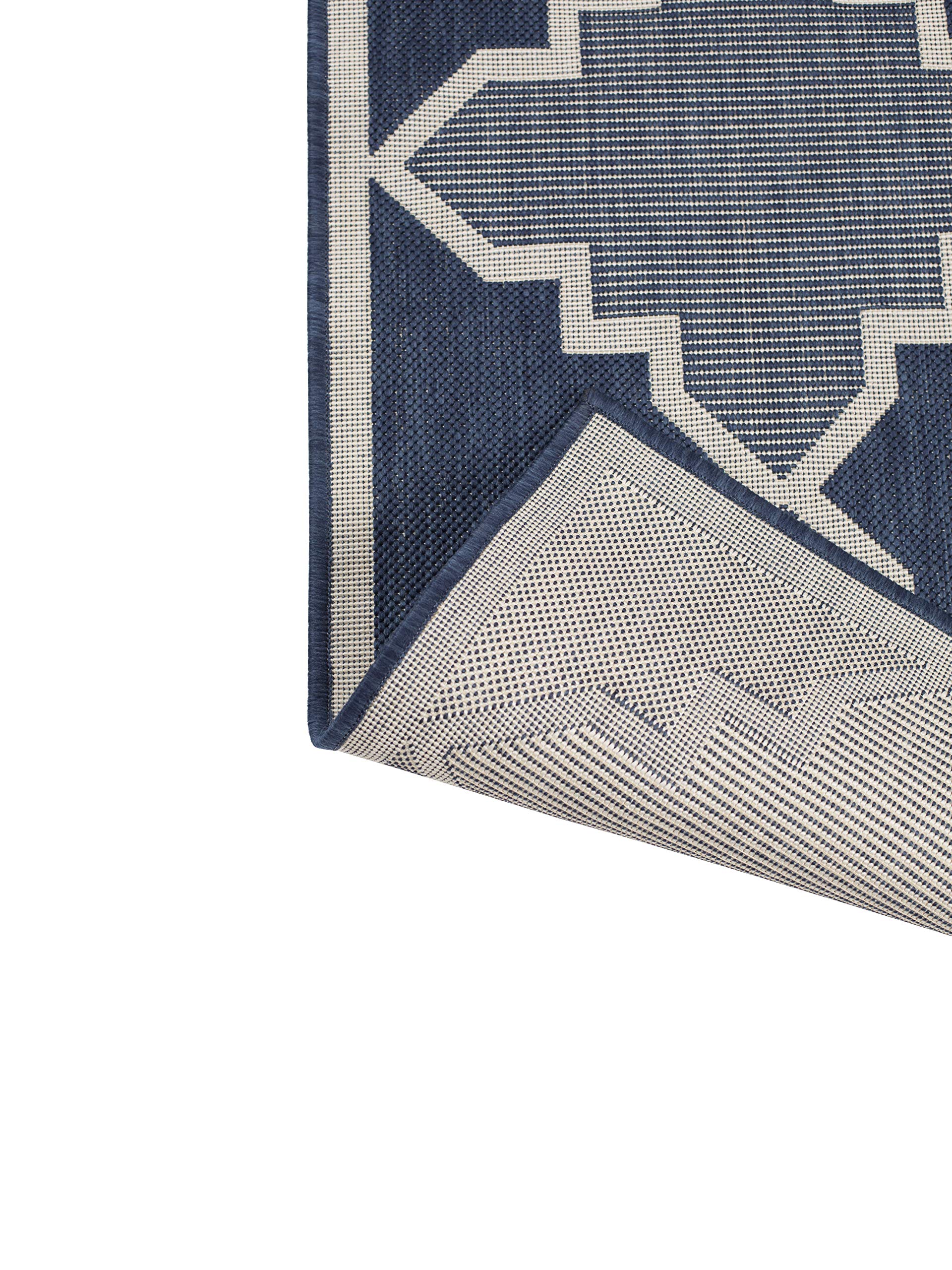 Diamond Trellis Outdoor Rug 2x3 ft - Waterproof Geometric Navy Blue Rug for Patio, Garden, Deck & Living Room | Durable & Stylish Floor Mat for Outdoor Furniture & Decor