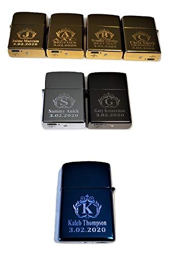 Eternity Engraving Inc. - Set of 4 Personalized Engraved USB Rechargeable Plasma Lighters with Double Arc (Blue) - Unique Custom Gift for Men, Wedding, Anniversary & Special Occasions - Perfect for Camping, Outdoor Adventures & Everyday Use