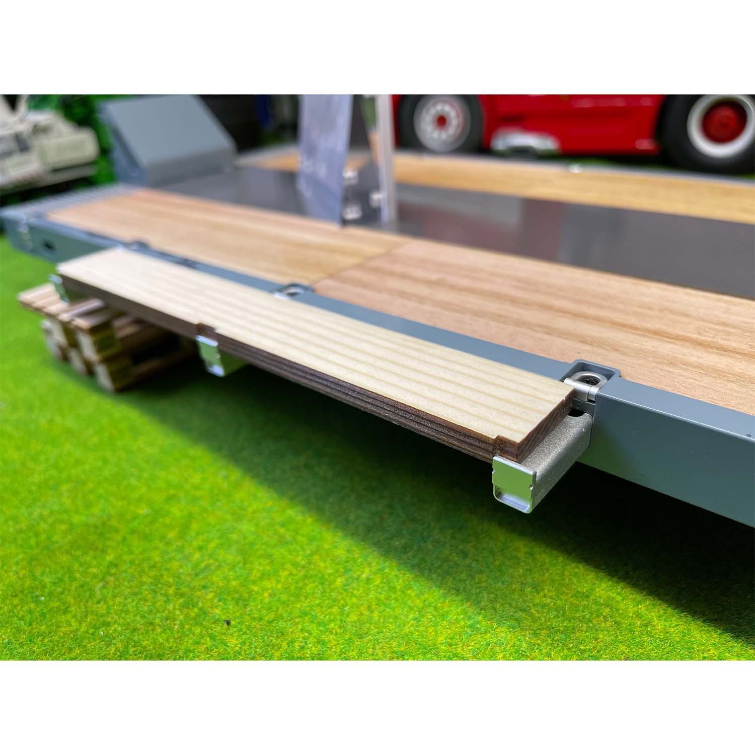 NOOXION 1/14 Scale Broshuis 2+5 Axle Metal Heavy Duty Trailer Flat Module for TAMIYA RC Tractor Truck - Compatible with Remote Control Excavator & Loader Models | Perfect for Construction Site Simulation & RC Truck Enthusiasts