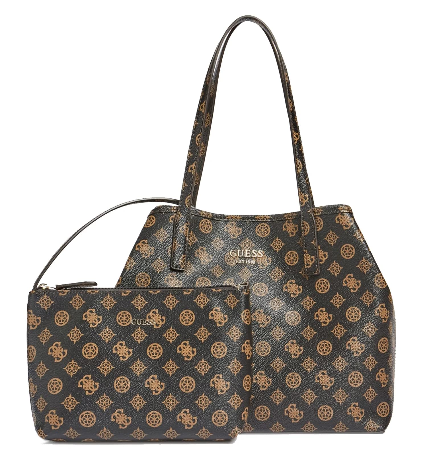 GUESS Vikky Tote Bag for Women - Stylish Brown Leather Shoulder Handbag - Perfect for Work, Travel & Everyday Use