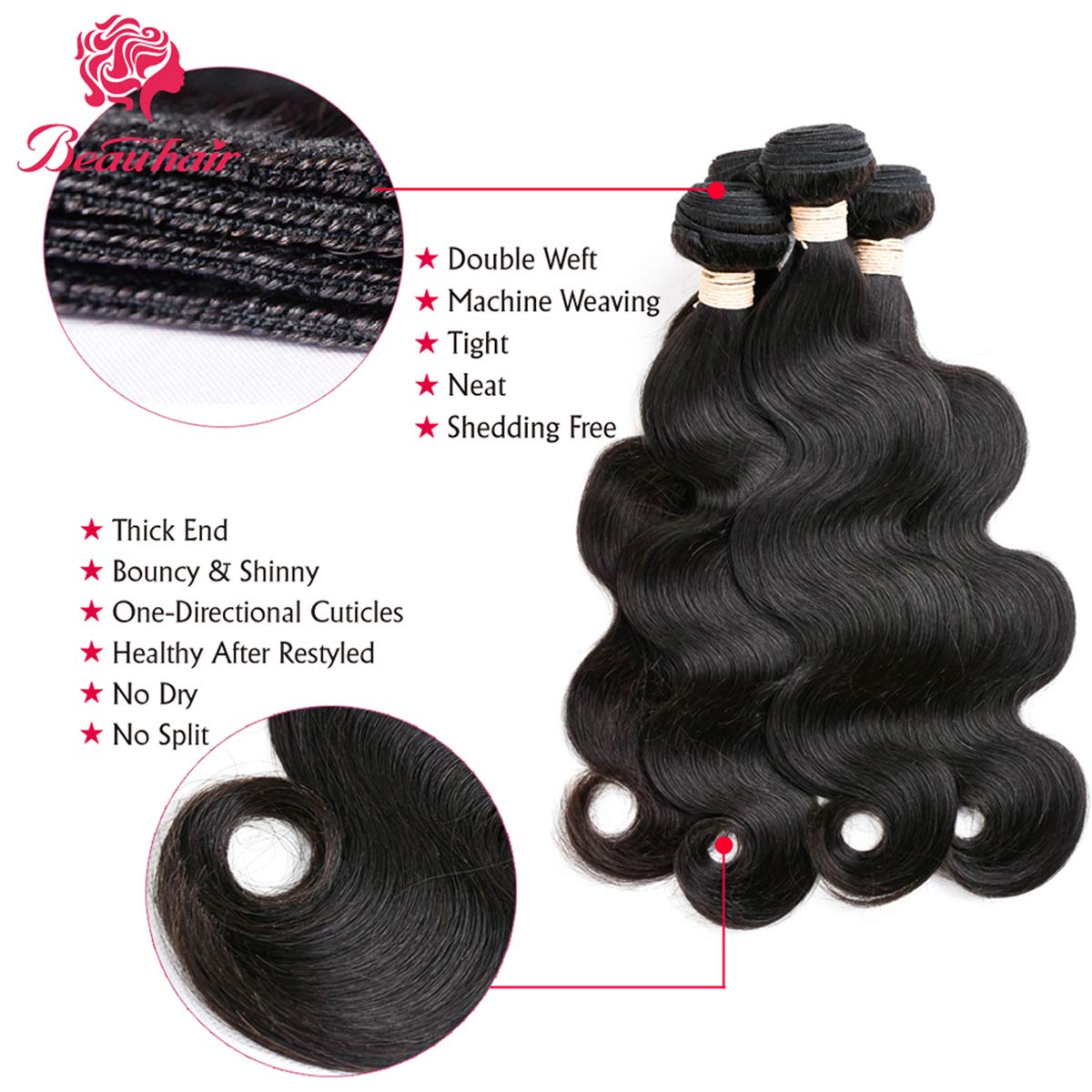 10A Brazilian Virgin Human Hair Bundles - 3-Pack Body Wave (26 26 26) Natural Color for Weave & Extensions | Perfect for Salon Styling & Everyday Wear