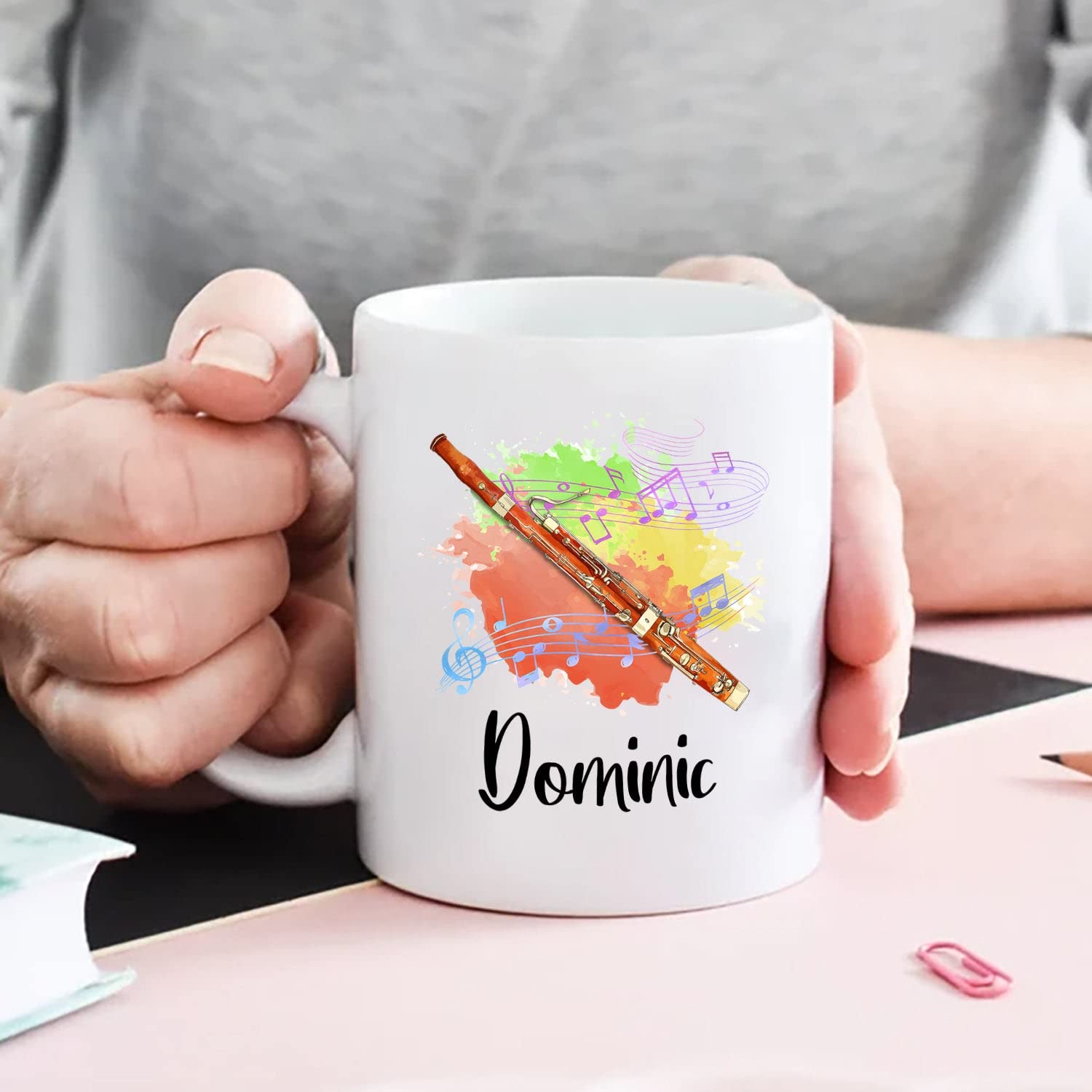 Personalized Bassoon Coffee Mug 11oz & 15oz - Custom Name Bassoon Player Travel Mug - Unique Gift for Bassoonists (Men & Women) - Perfect for Music Lovers, Office Use & Travel