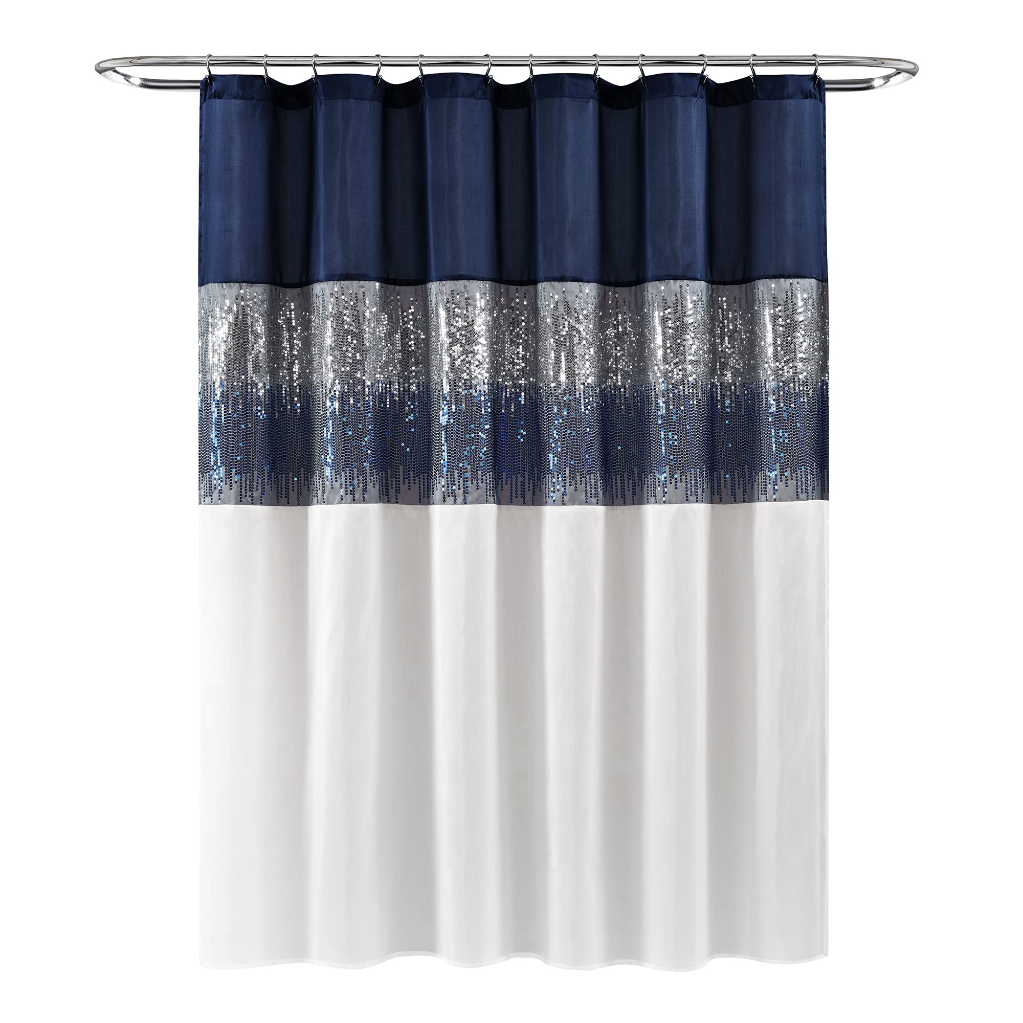 Lush Decor Night Sky Shower Curtain 72x78 Navy White for Bathroom Decor