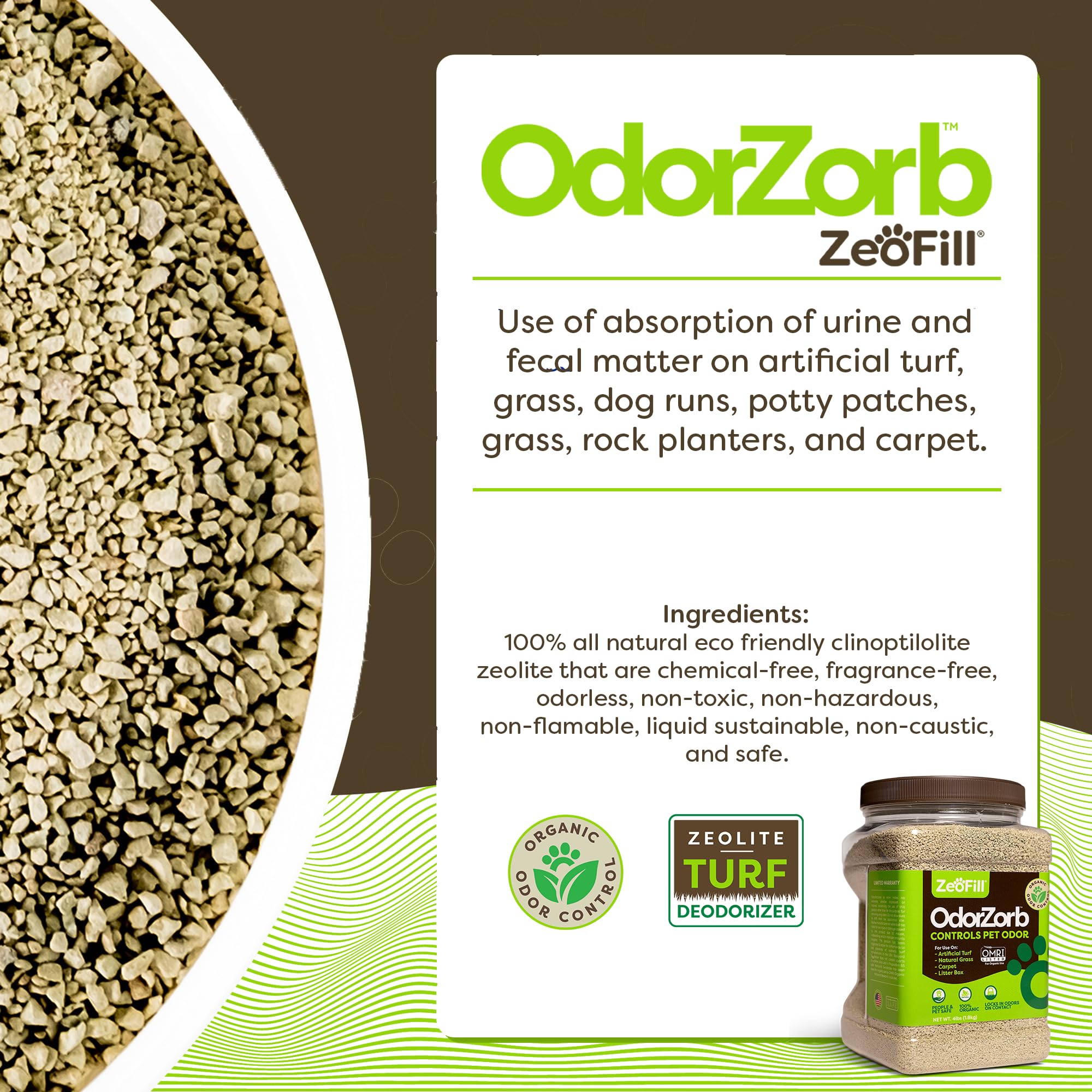 Zeofill® Artificial Turf Cleaner & Pet Odor Eliminator Premium Bundle – 8LBS OdorZorb, 1 Gal PE-51, 32oz PE-51 with Nozzle & Free 120ct Dog Waste Bags – Organic & Natural Solution for Synthetic Grass, Lawn, Litter Box – Perfect for Backyards, Dog Parks & Pet Areas