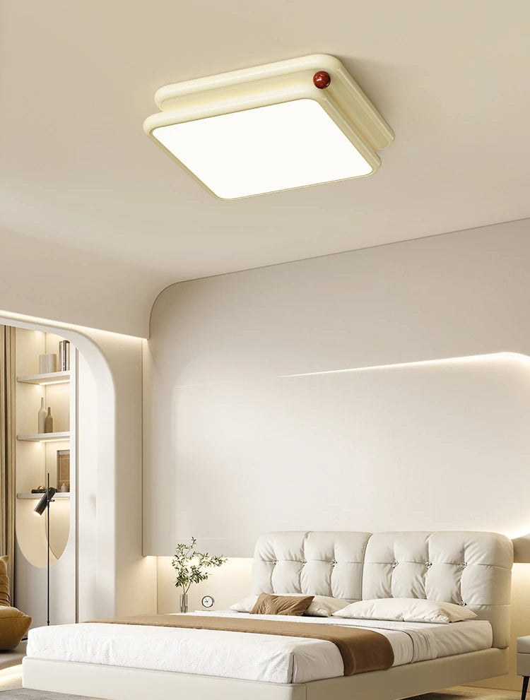 Nordic Style Cream White Ceiling Lamp - Modern Minimalist Lighting Fixture for Living Room, Bedroom, and Dining Room