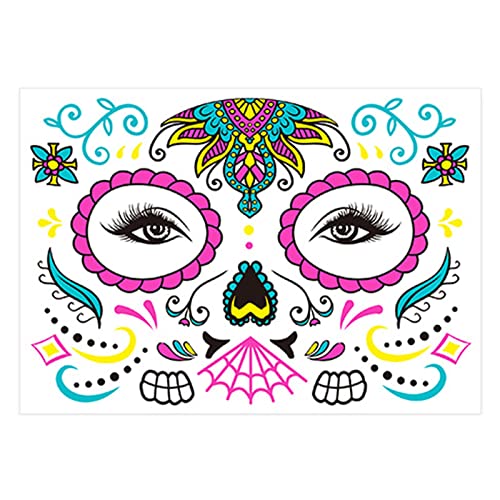 Glow in the Dark Halloween Face Stickers - Neon Fluorescent Temporary Tattoos for Costume Parties & Masquerade Events - Perfect for Spooky Makeup, Rave Outfits & Festival Body Art