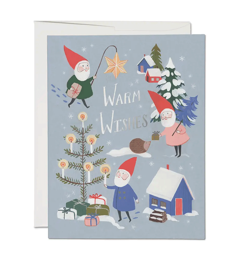 Festive Holiday Gnomes Greeting Cards - Christmas Gnome Greeting Cards Set for Xmas, New Year, Winter Holidays - Perfect for Family, Friends & Office Decor