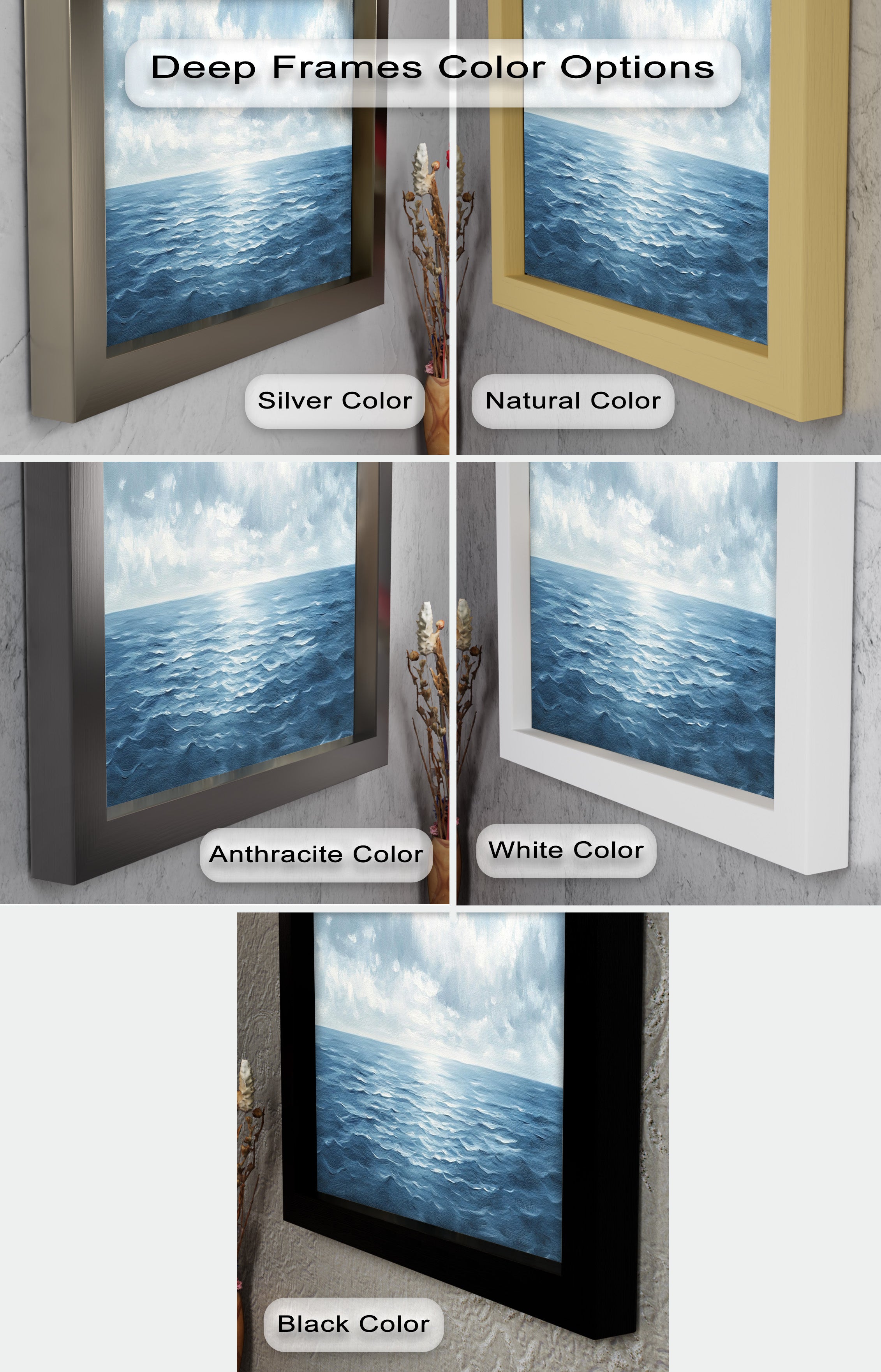 Blue Coastal Art Ocean Seascape Oil Painting - Handmade Beach Wall Decor for Living Room, Bedroom & Office | Nautical Home Decor Gift