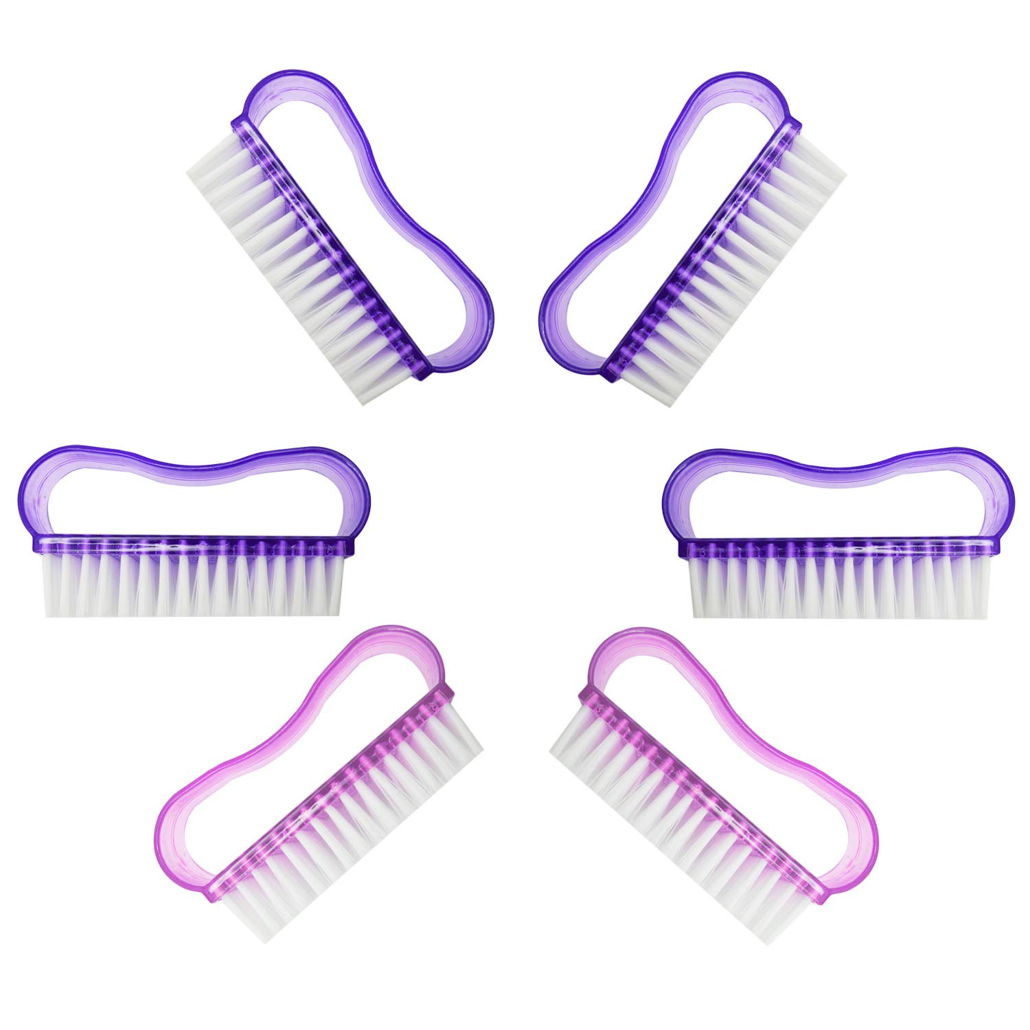 6-Pack Nail Brushes for Cleaning Nails - Soft Bristle Nail Brush Set with Handle in Bright Colors | Nail Scrubber & Cleaner for Manicure, Pedicure & Hygiene Care | Perfect for Home, Salon & Travel Use