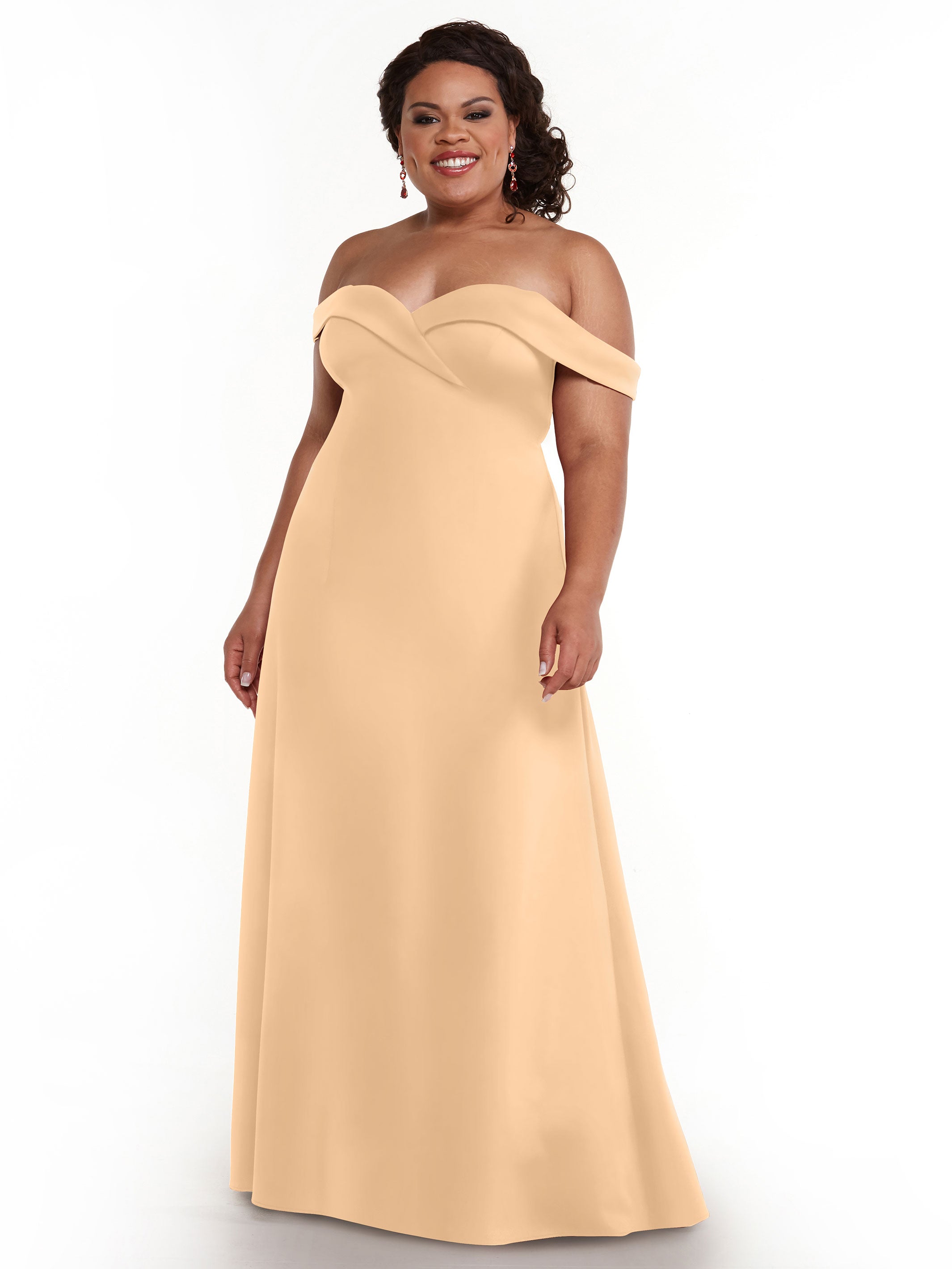 Elegant Off-The-Shoulder Double Knit A-Line Bridesmaid Dress 83050 - Perfect for Weddings, Formal Events & Special Occasions