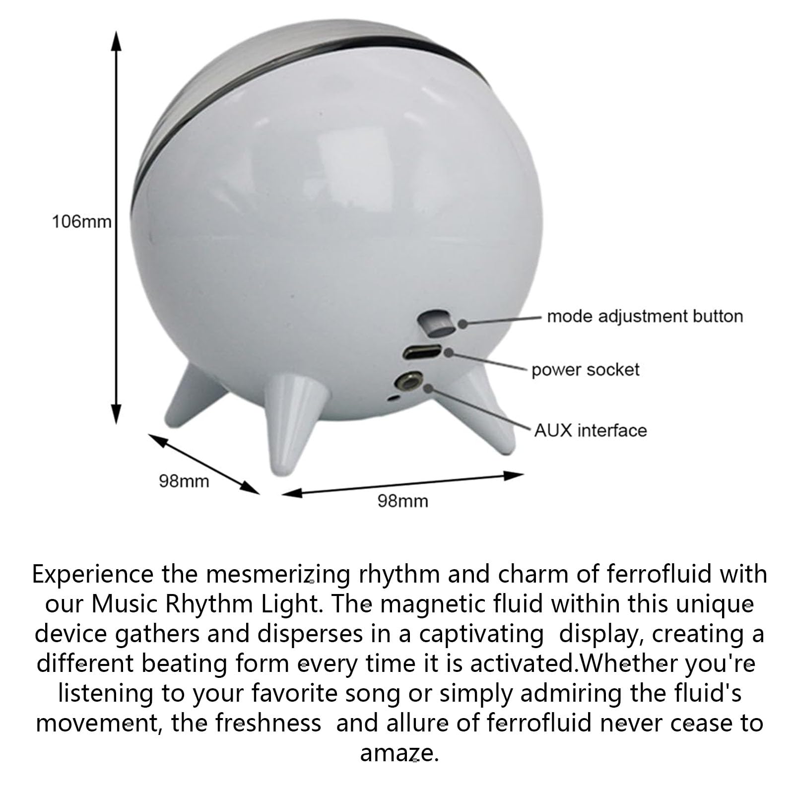 Dancing Ferrofluid Music Rhythm Lamp - Magnetic Liquid Speaker with Visualizer for Home, Office & TV | White Modern Decor for Computer Desktop & Party Entertainment