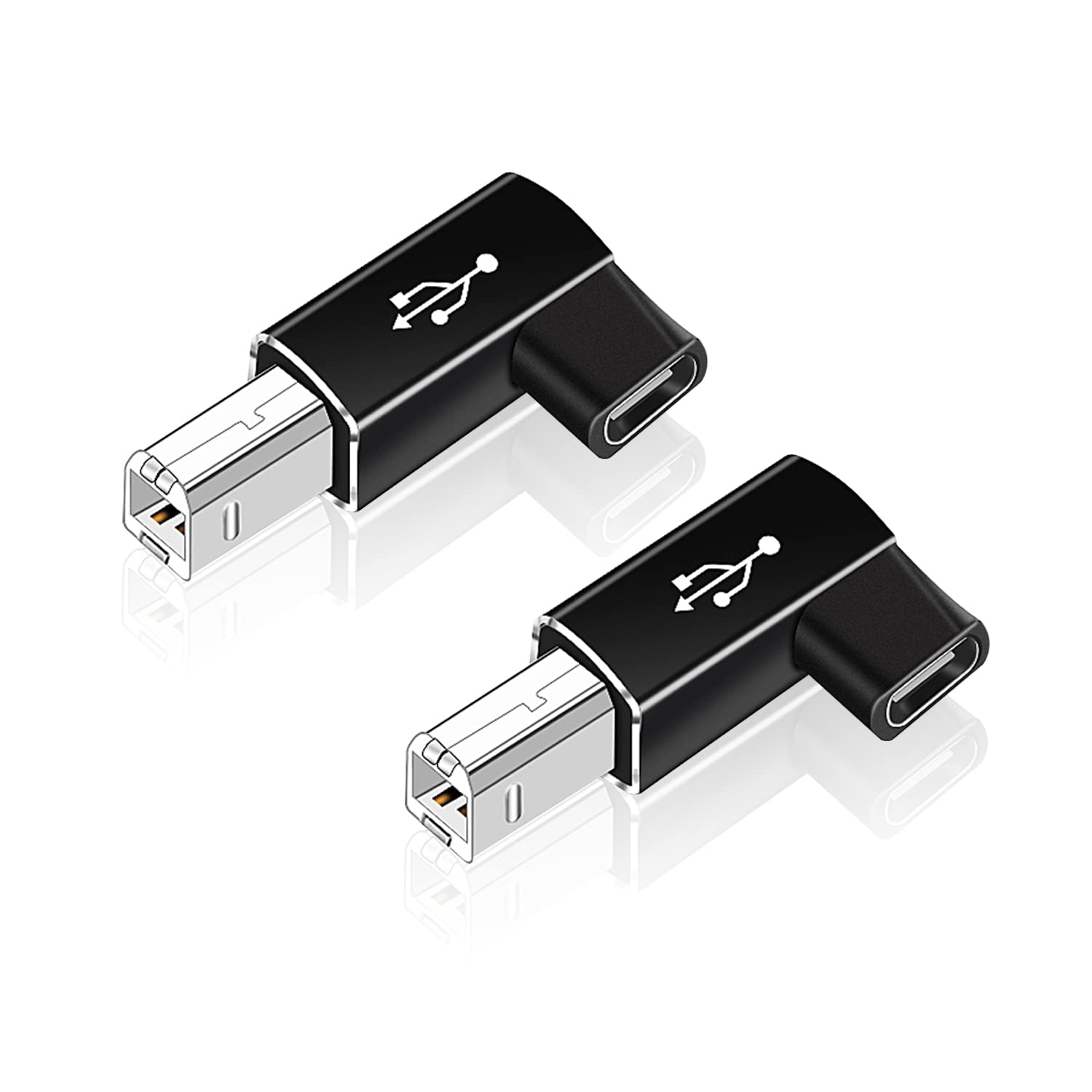 AreMe 2 Pack USB B to USB C Adapter, 90 Degree Right Angle Type C Female to MIDI Converter - Compatible with Printer, Electric Piano, Laptop & Type-C Devices - Perfect for Music Production, Office Setup & Tech Accessories
