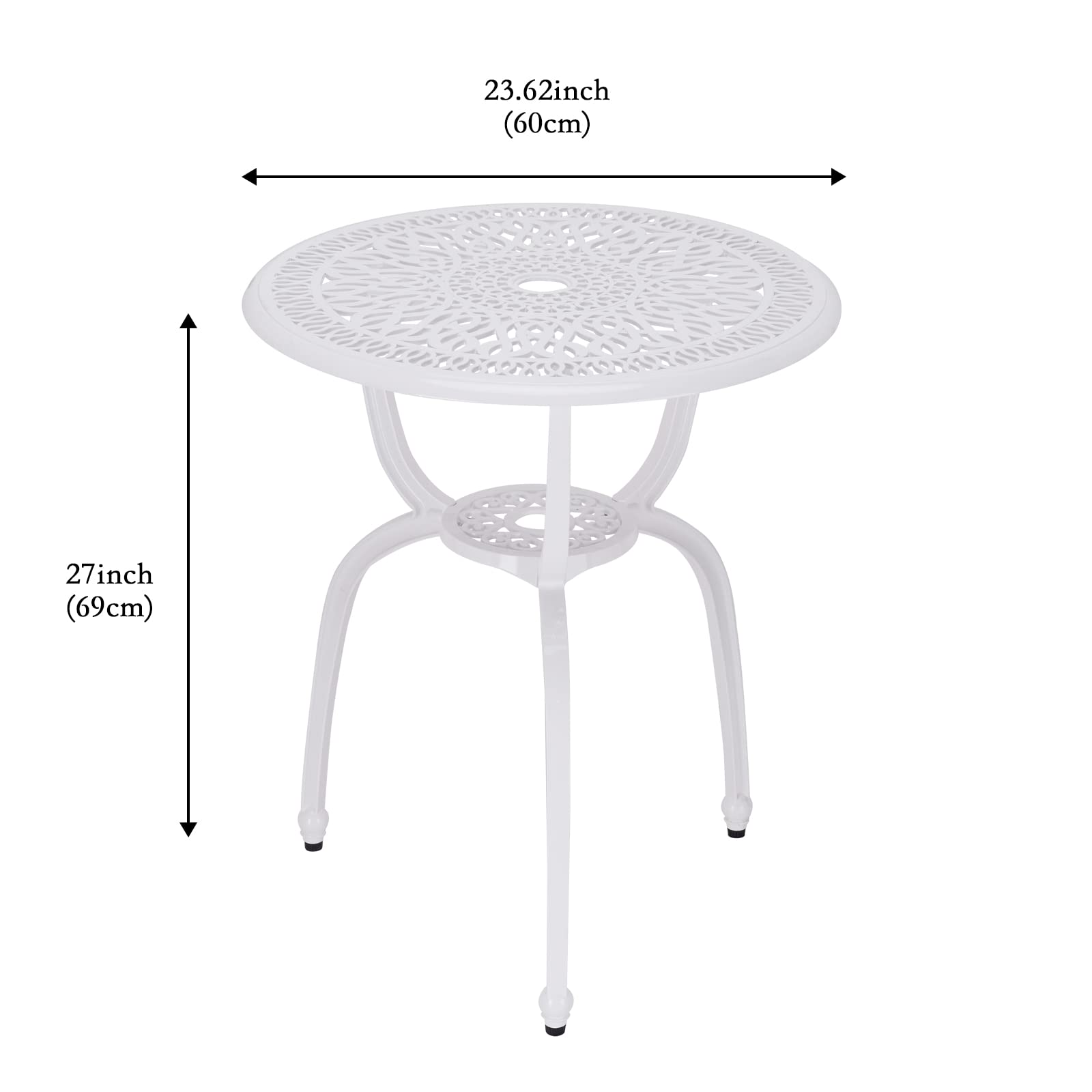 3-Piece Outdoor Bistro Set - Rust-Resistant Cast Aluminum Patio Table & Chairs for Garden, Porch, Yard - Perfect for Coffee Mornings & Relaxing Evenings (White)
