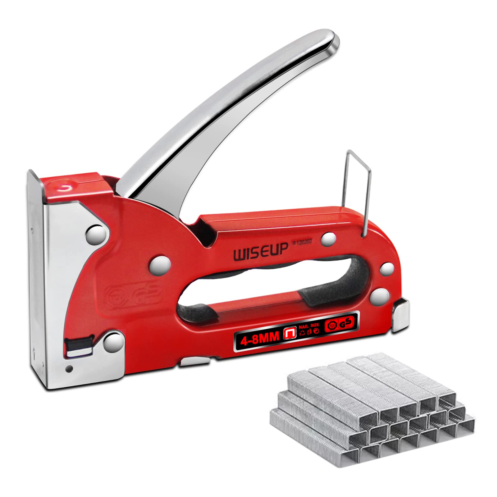 WISEUP Heavy Duty Manual Staple Gun for Upholstery & DIY Projects - Includes 1000pcs J21 3/8
