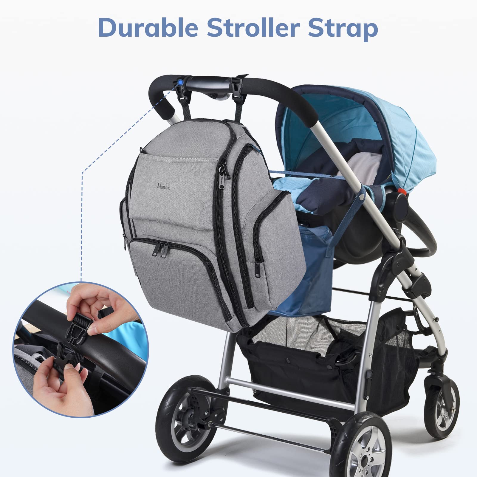 **Mancro Clear Heavy Duty Transparent Diaper Backpack for Dads - Large Multifunctional Travel & Maternity Baby Bag - Stadium Approved Nappy Changing Backpack for Parenting, Travel & Outdoor Adventures**