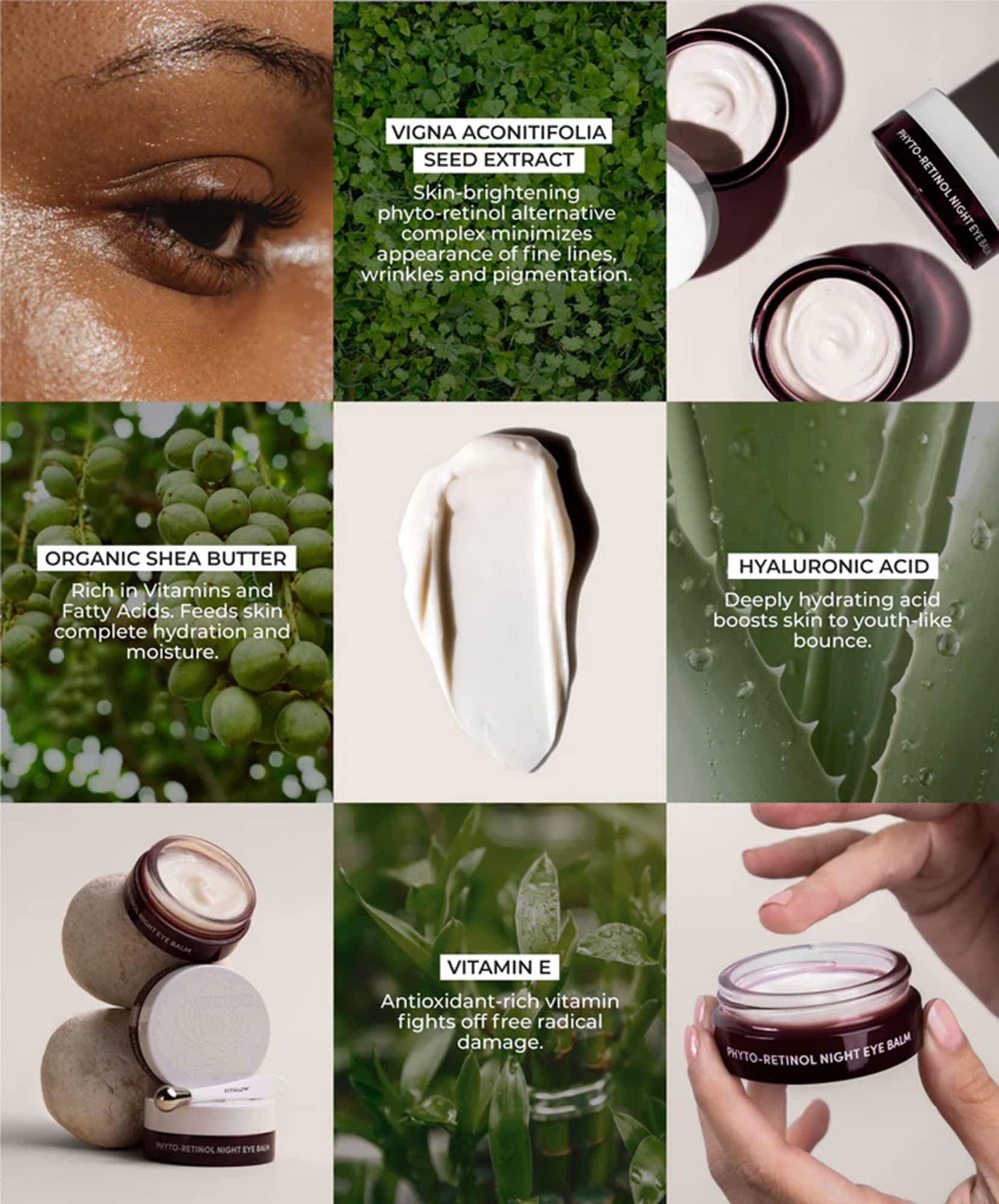 FITGLOW Beauty Vegan Phyto-Retinol Night Eye Balm - 0.5 oz | 15 ml Dark Circle Treatment, Anti-Aging Eye Cream for Wrinkles & Fine Lines - Cruelty-Free, Woman-Owned Clean Skincare for Nighttime Routine
