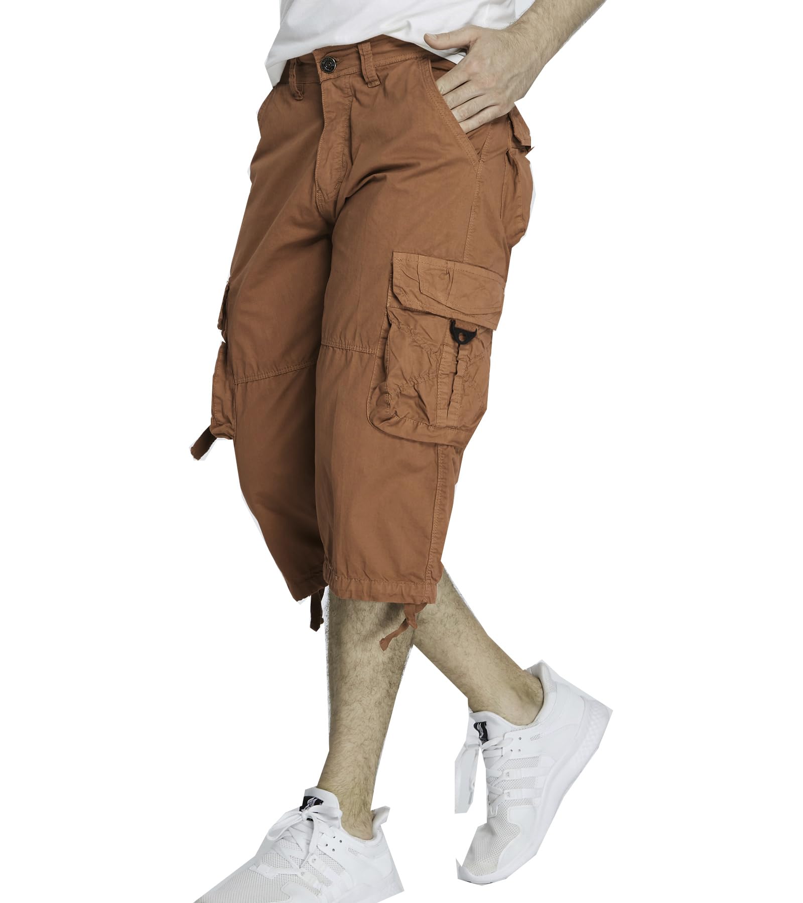 Men's 3/4 Length Cargo Shorts - Below The Knee Stretch Comfort Fit Outdoor Hiking & Summer Casual Wear