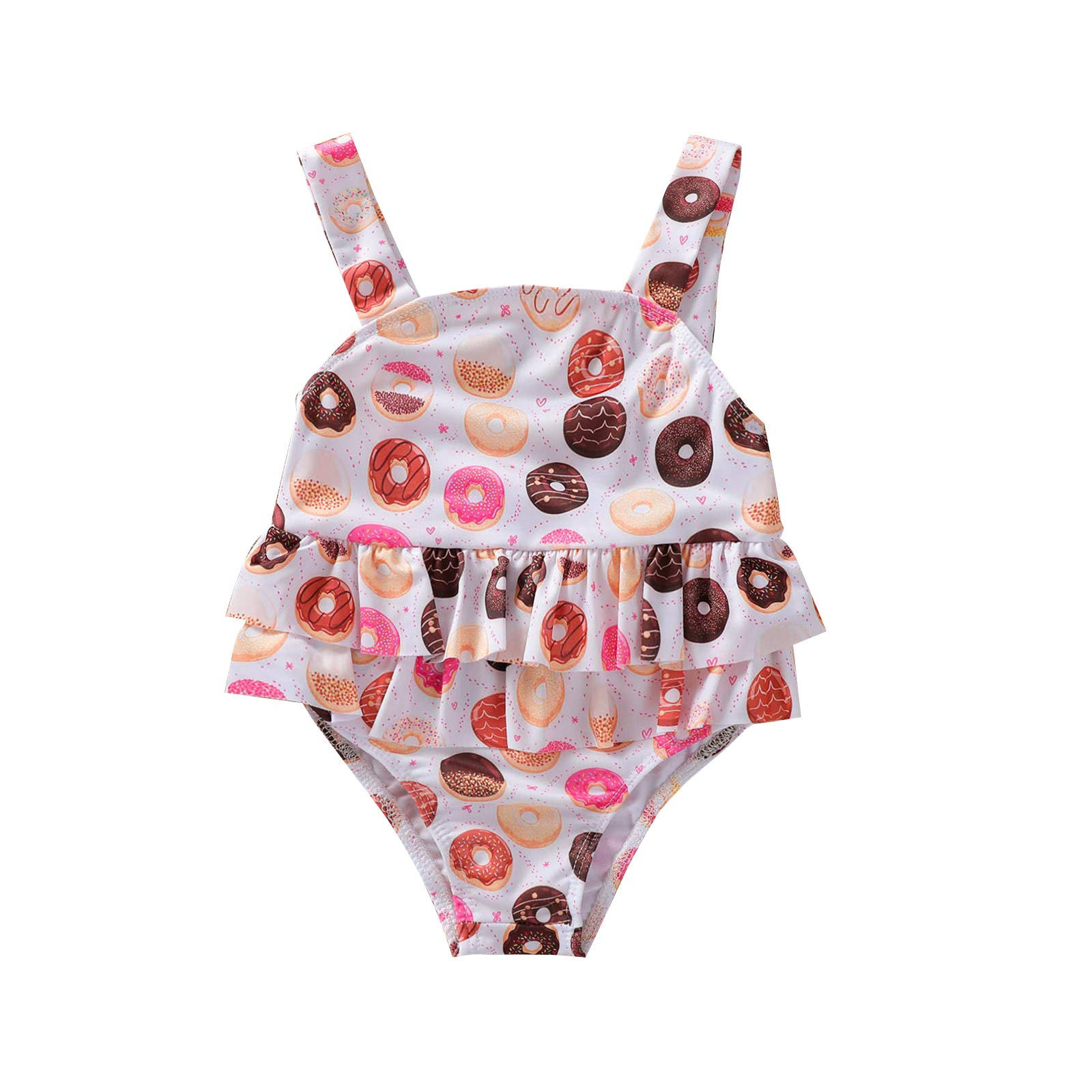 Watermelon Rainbow One Piece Swimsuits for Infant Toddler Baby Girls | Donut Halter Bathing Suits & Kids Bikini | Summer Beach Pool Party Outfit