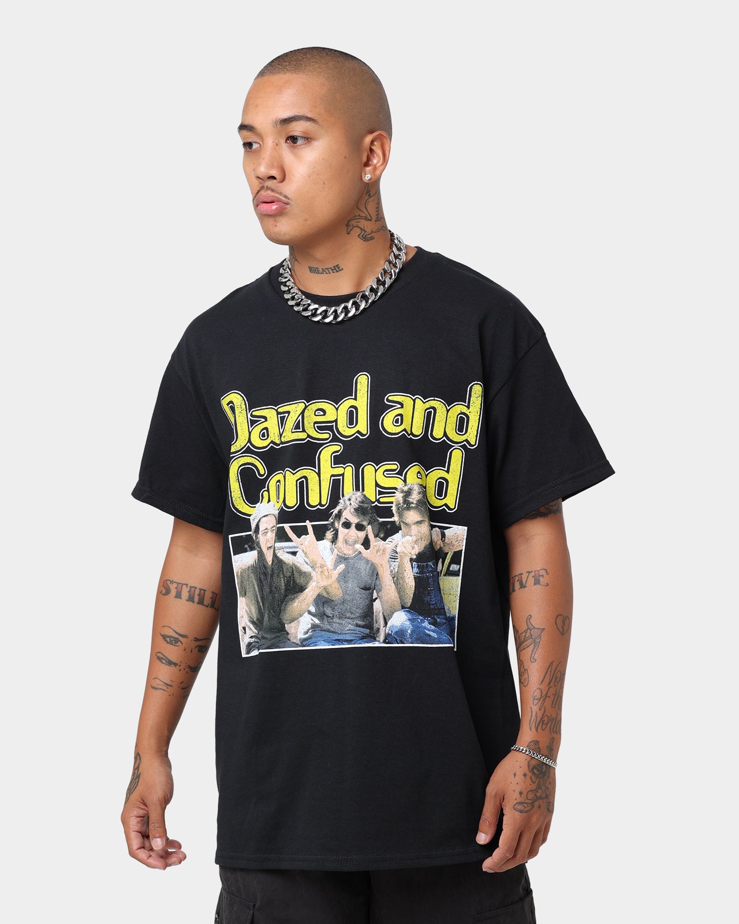 Vintage Washed Black T-Shirt - American Thrift X 420 Dazed And Confused Retro Graphic Tee | Casual Streetwear for Music Festivals & 90s Theme Parties