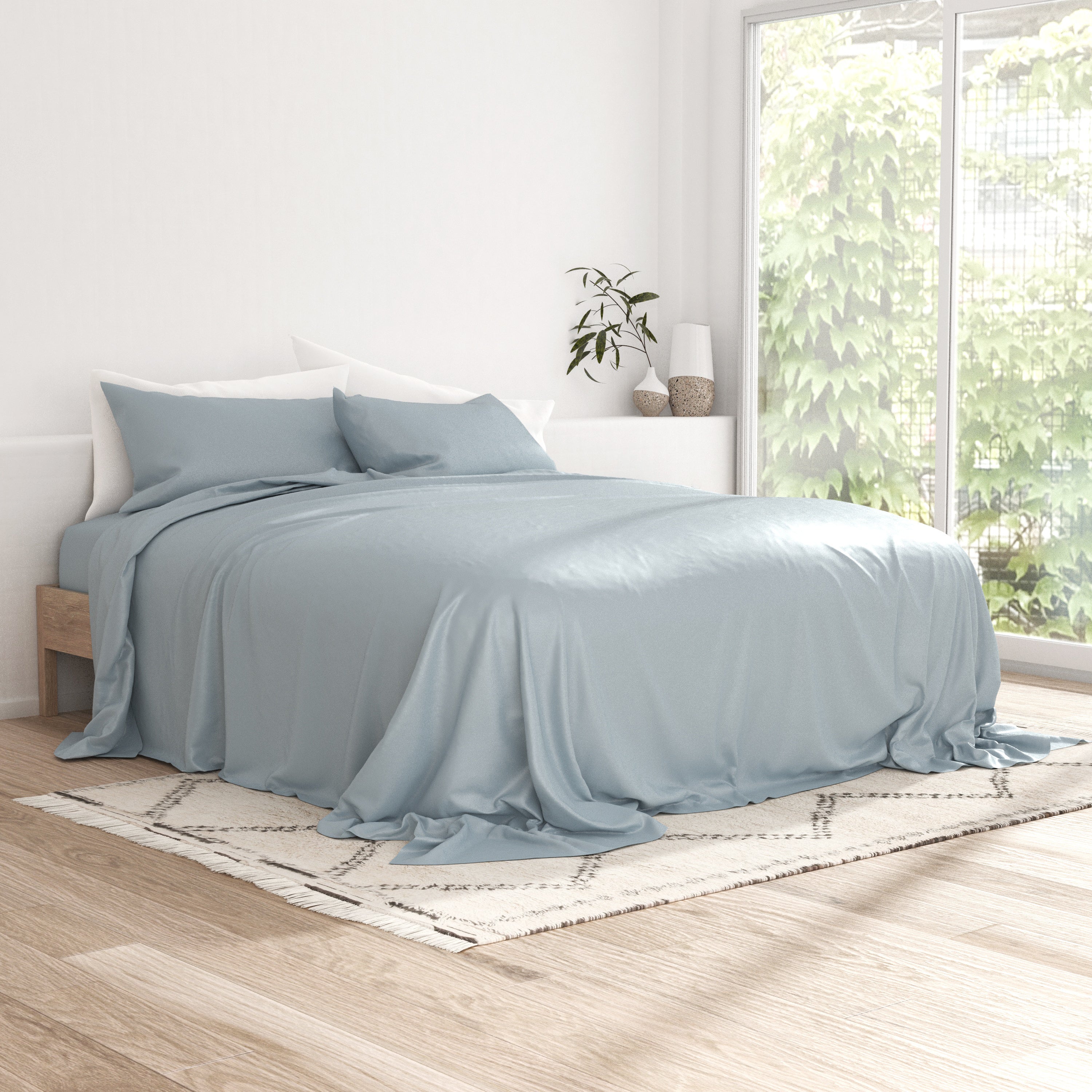 Luxury 4-Piece Bamboo Sheet Set - Soft, Breathable & Hypoallergenic Bedding for Ultimate Comfort - Perfect for Master Bedroom, Guest Room & Dorm Use