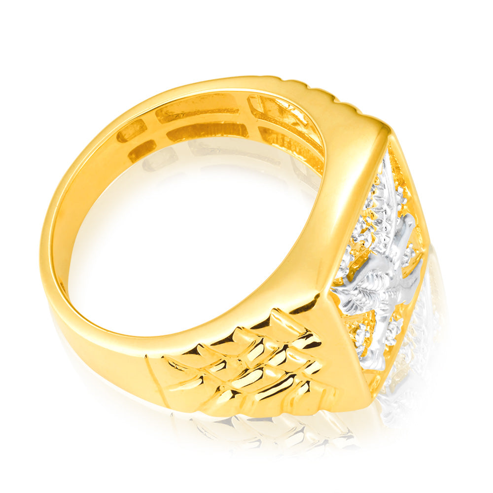 8 Diamonds Eagle Men's Ring in 9ct Yellow Gold - Stylish Jewelry for Gifts, Weddings & Special Occasions