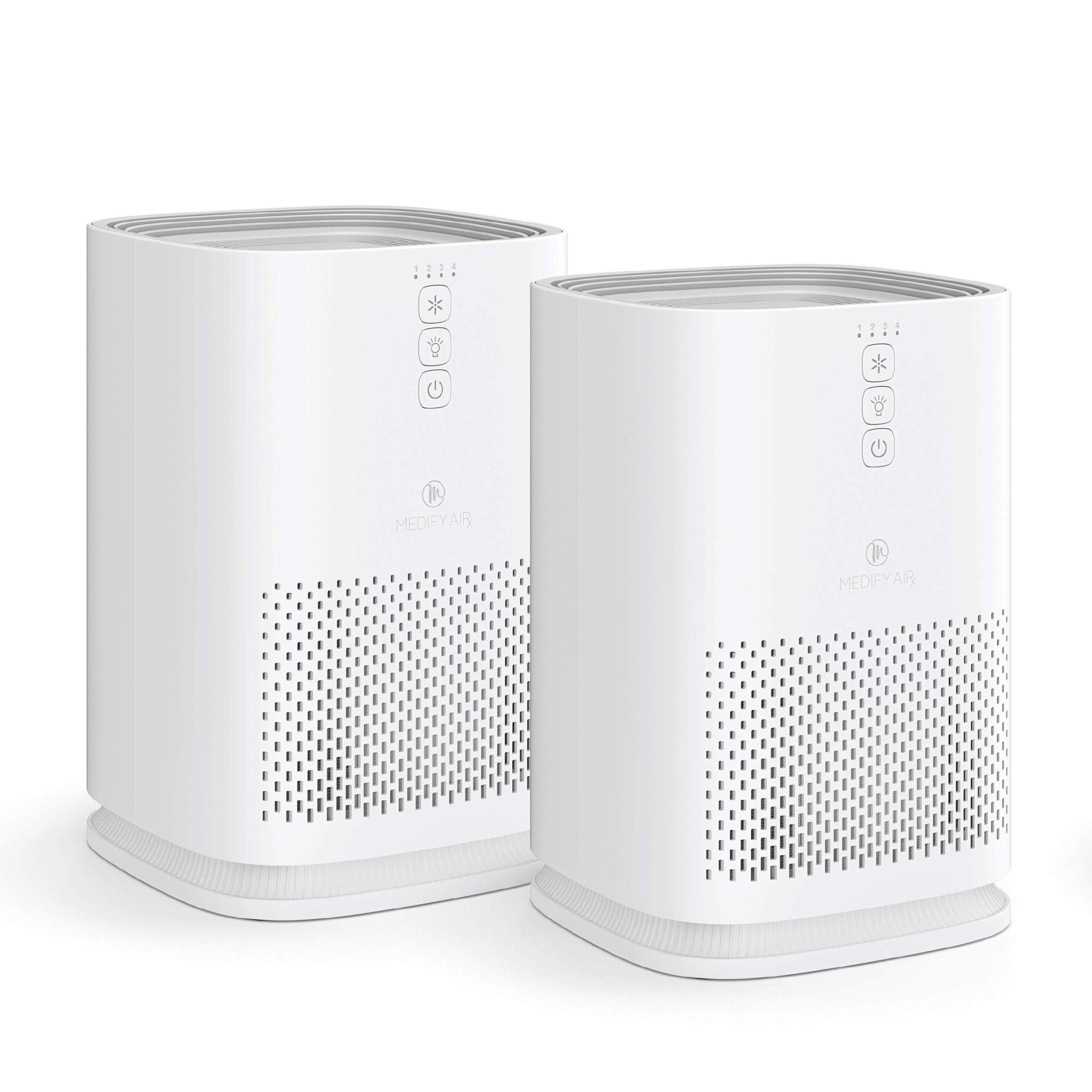 Medify MA-14 H13 True HEPA Air Purifier - 2 Pack White | Covers 428 Sq Ft/Hour | Removes 99.9% of Smoke, Dust, Pollen, Pet Dander & Odors (0.1 Microns) | Perfect for Bedroom, Office & Allergy Relief