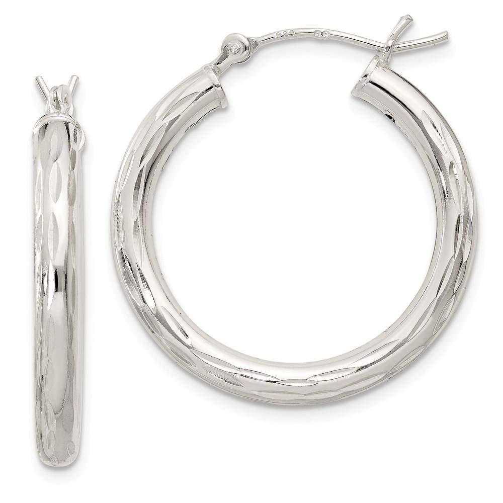 Sterling Silver D.C Satin Polished Earrings for Women - Elegant Hoop Earrings for Everyday Wear, Parties & Gifts