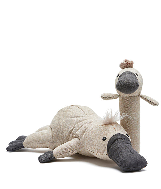 Pete the Platypus Baby Rattle Toy - Soft Chewable Teether with Stick Handle for Infants & Toddlers - Perfect for Soothing Teething Pain, Early Sensory Development and Playtime Fun