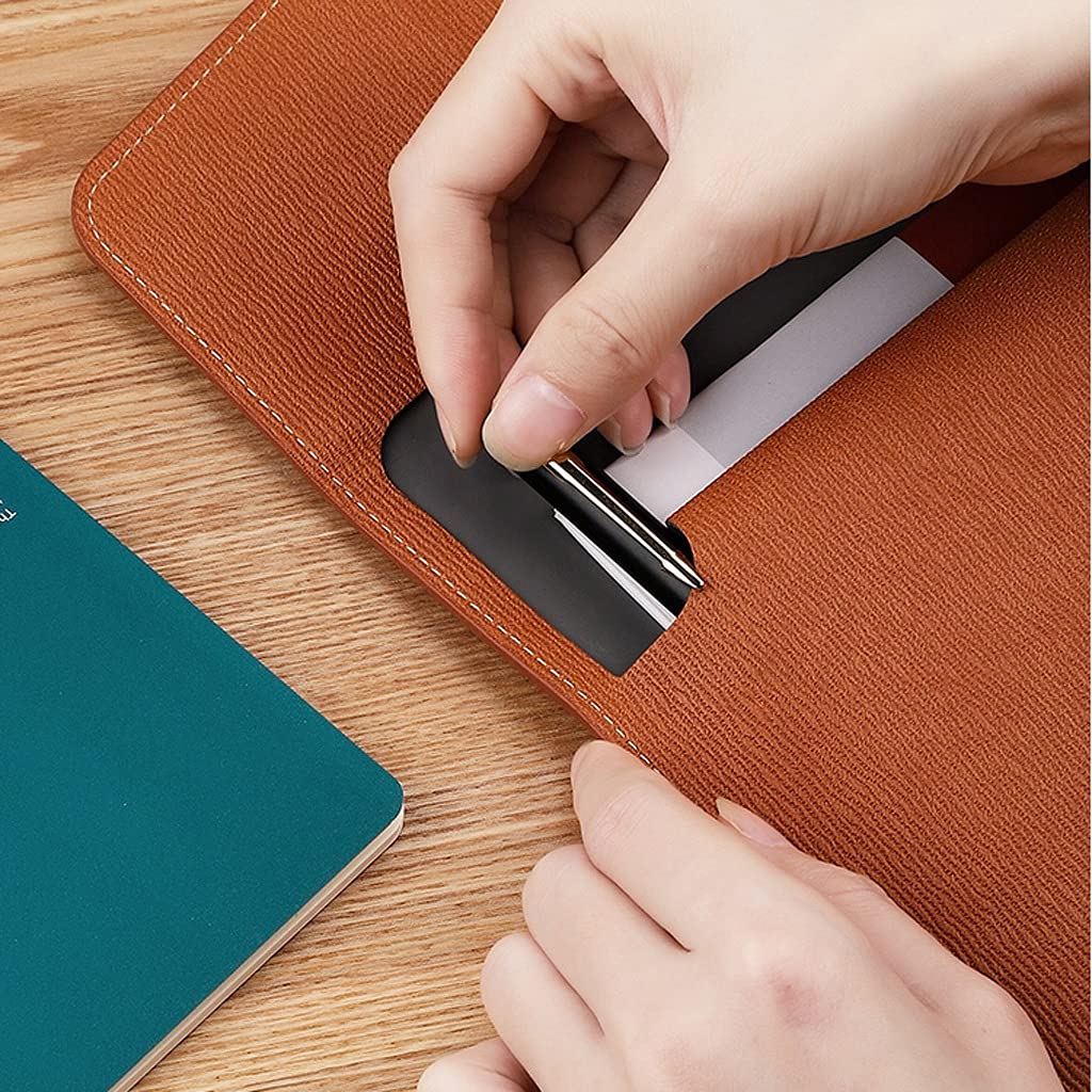 Premium PU Leather File Folder Organizer - Snap Button Envelope Cover for Documents, Letters & Papers - Portable Flat Document Holder (Black, Blue) - Ideal for Office, School & Travel Use