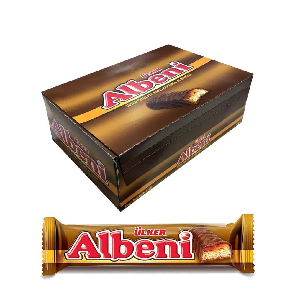 Ulker Albeni Milk Chocolate Bar with Caramel & Biscuit - 24 Pack (Set of 3) | Delicious Snack for Office, School & Travel | Premium Turkish Chocolate Treat