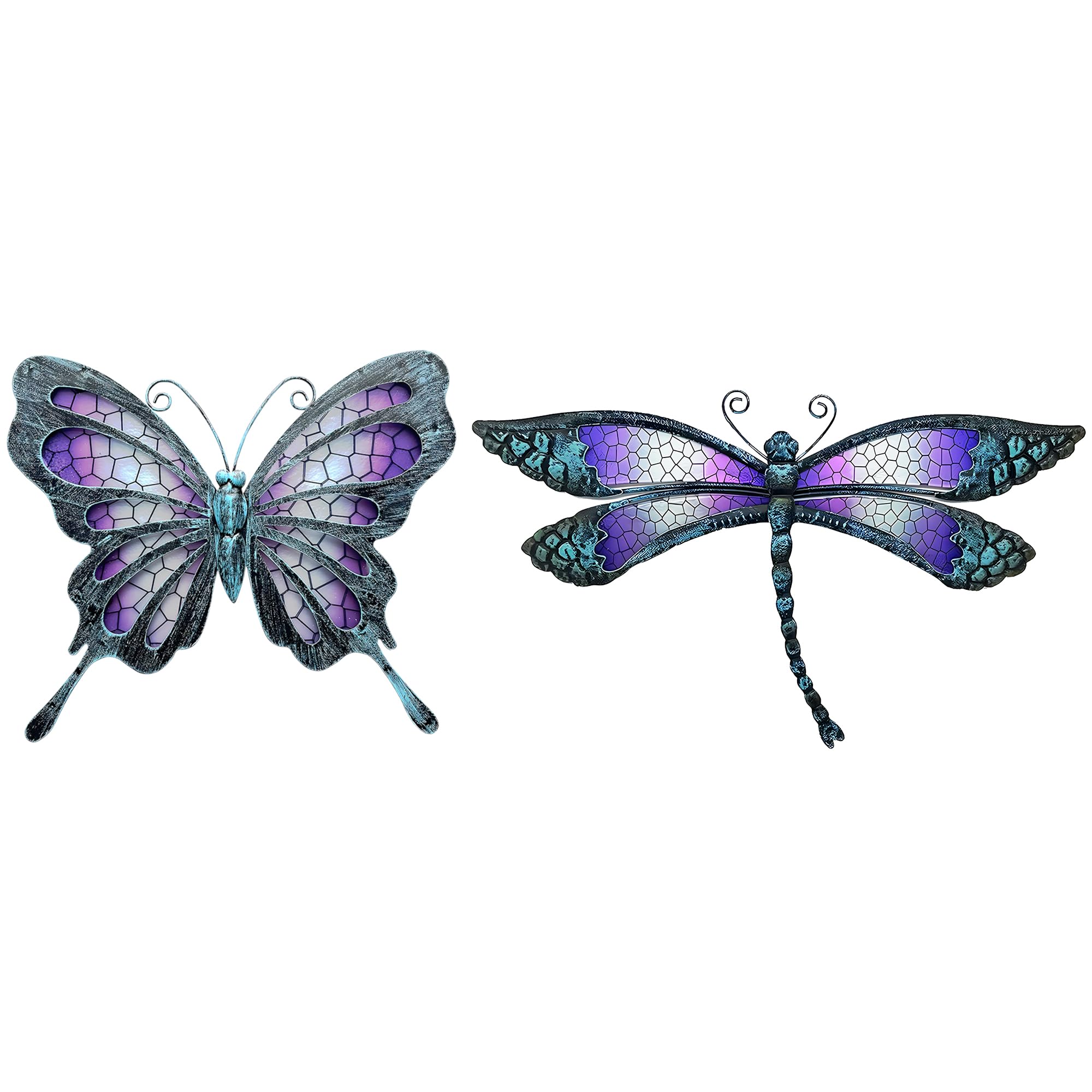 POXOHO Outdoor Metal Wall Art - Dragonfly & Butterfly Garden Decor for Patio, Living Room, Bedroom - Perfect for Home & Gift Use