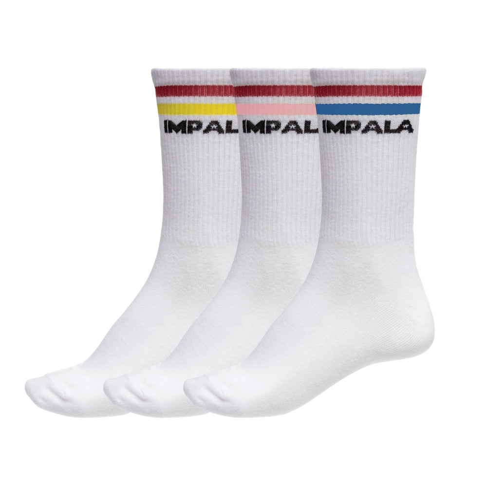 Impala Stripe Skate Socks 3 Pack - Cushioned Ankle Socks for Roller Skating, Roller Derby & Skateboarding - Comfortable & Breathable Athletic Socks for Men & Women